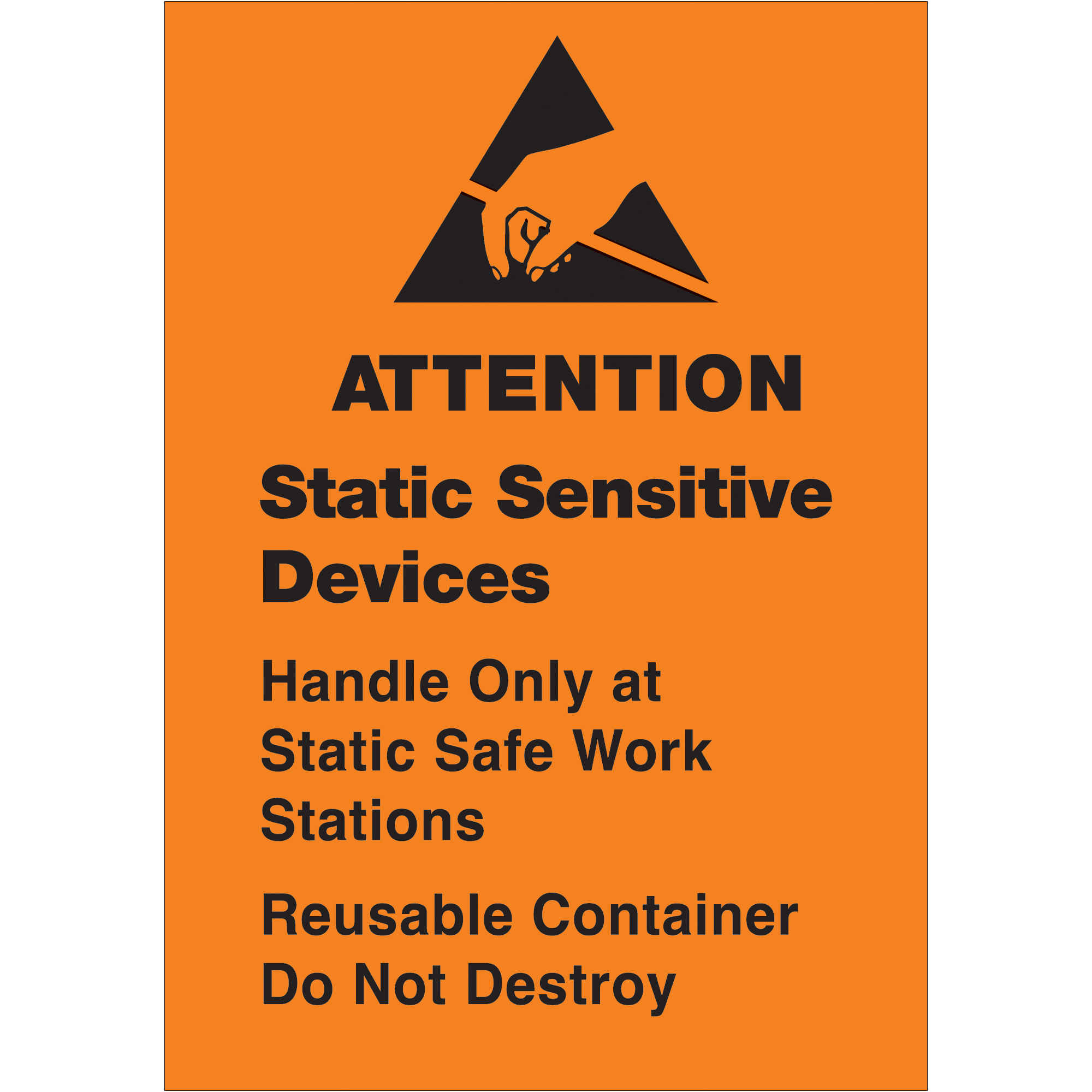 Tape Logic® Labels, "Static Sensitive Devices", 1 3/4" x 2 1/2", Black/Orange, 500/Roll