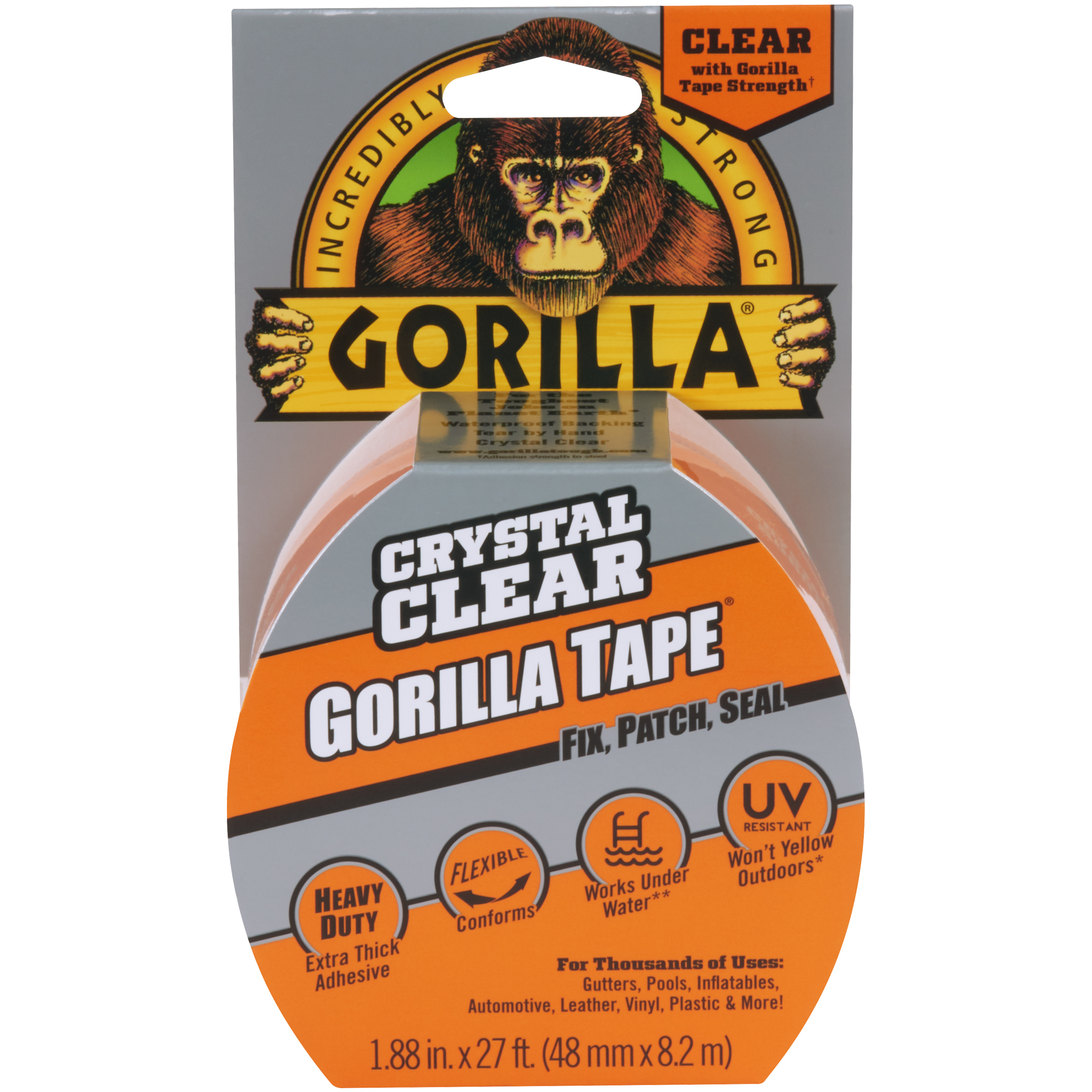 Gorilla® Repair, 7 Mil, 2" x 27', Clear, 1/Case