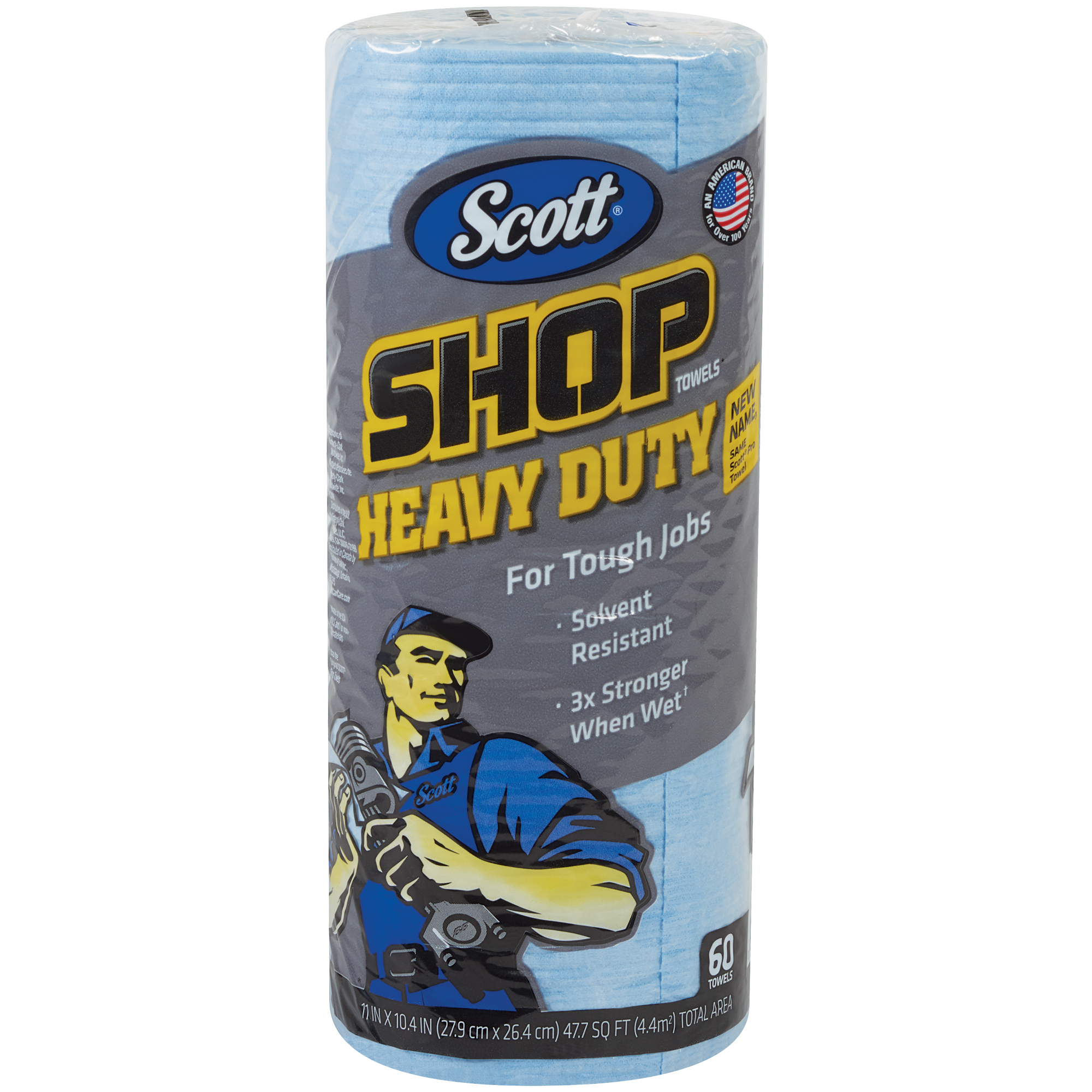 Scott® Heavy Duty Shop Towels on a Roll, 10 2/5" x 11", Blue, 12 Rolls/Case
