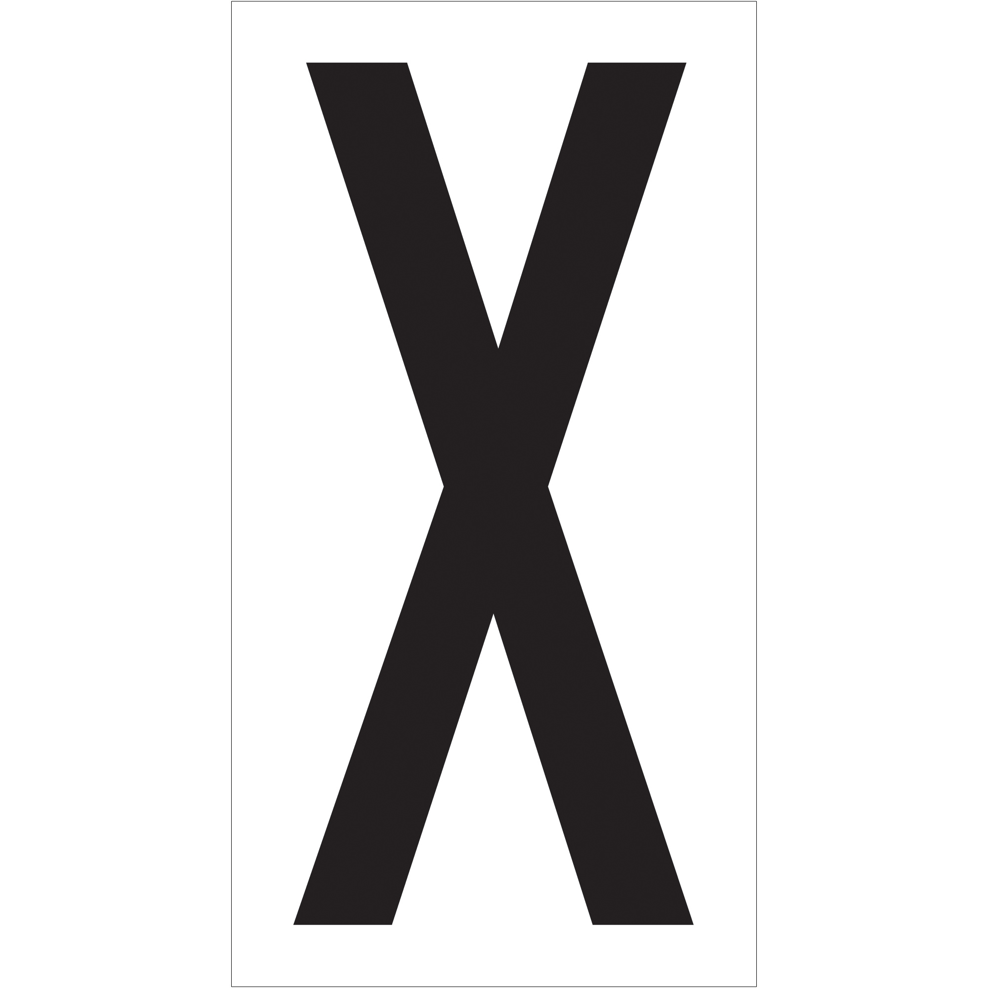 Vinyl Warehouse Letter Labels, "X", 3 1/2", Black/White, 50/Case