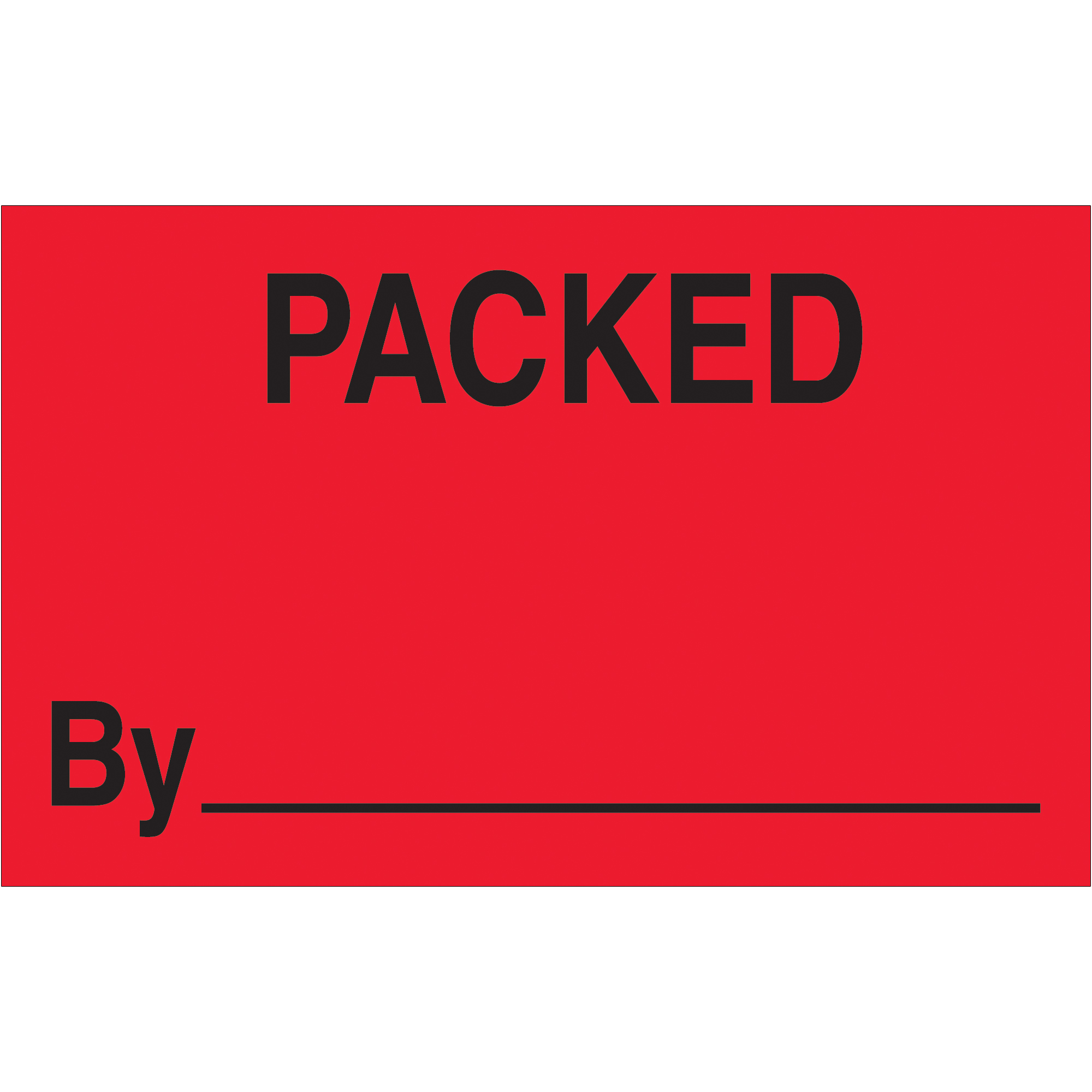 Tape Logic® Labels, "Packed By", 1 1/4" x 2", Fluorescent Red, 500/Roll