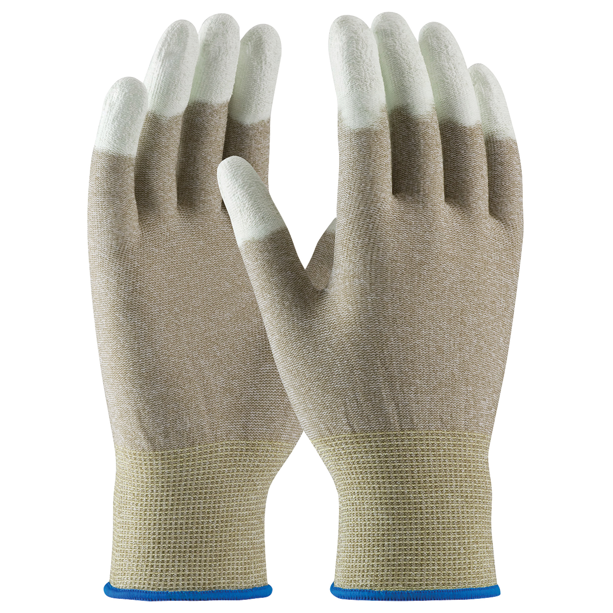 ESD Fingertip Coated Nylon Gloves, Large, White, 12 Pairs/Case