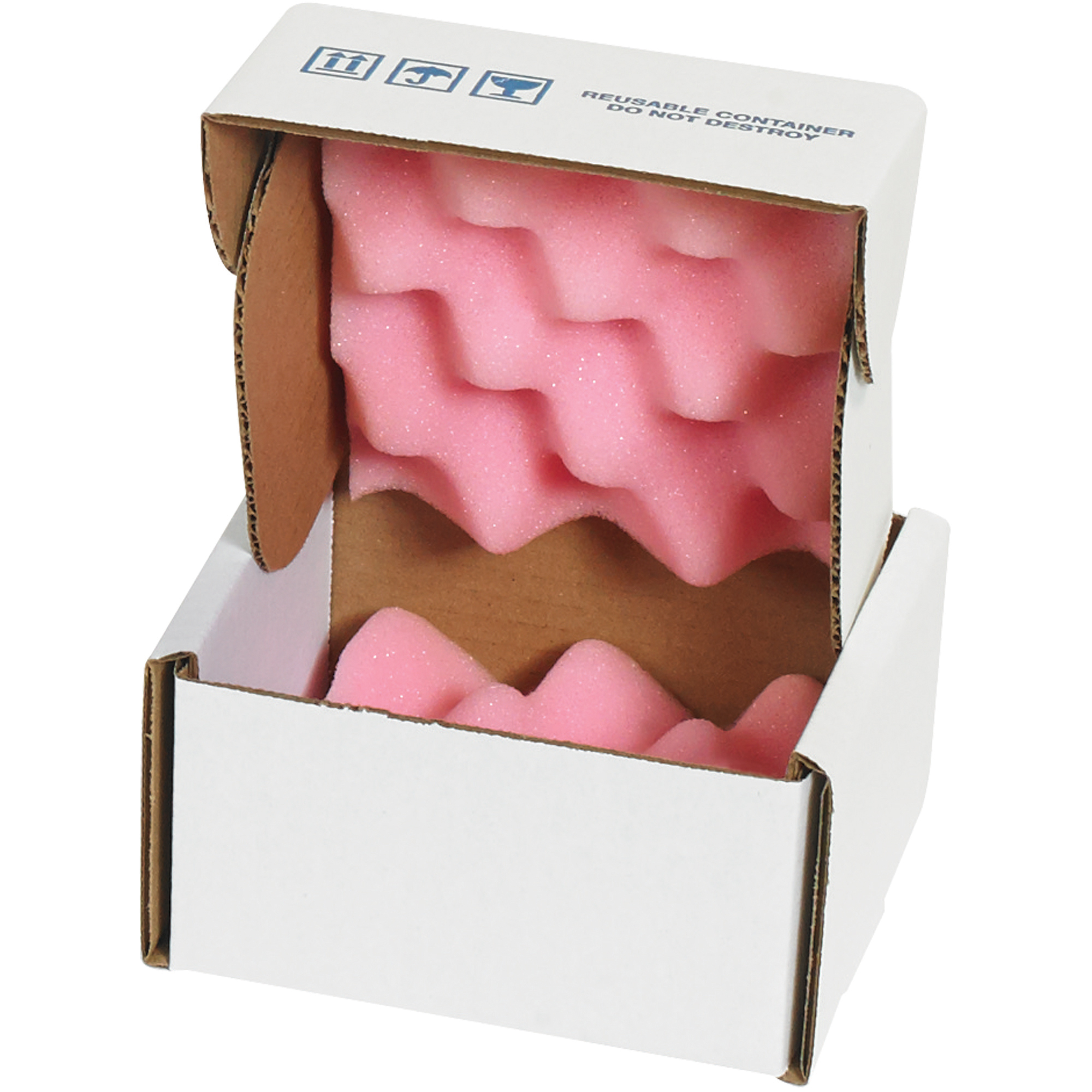 Anti-Static Foam Shippers, 5" x 5" x 3", Pink/White, 24/Case