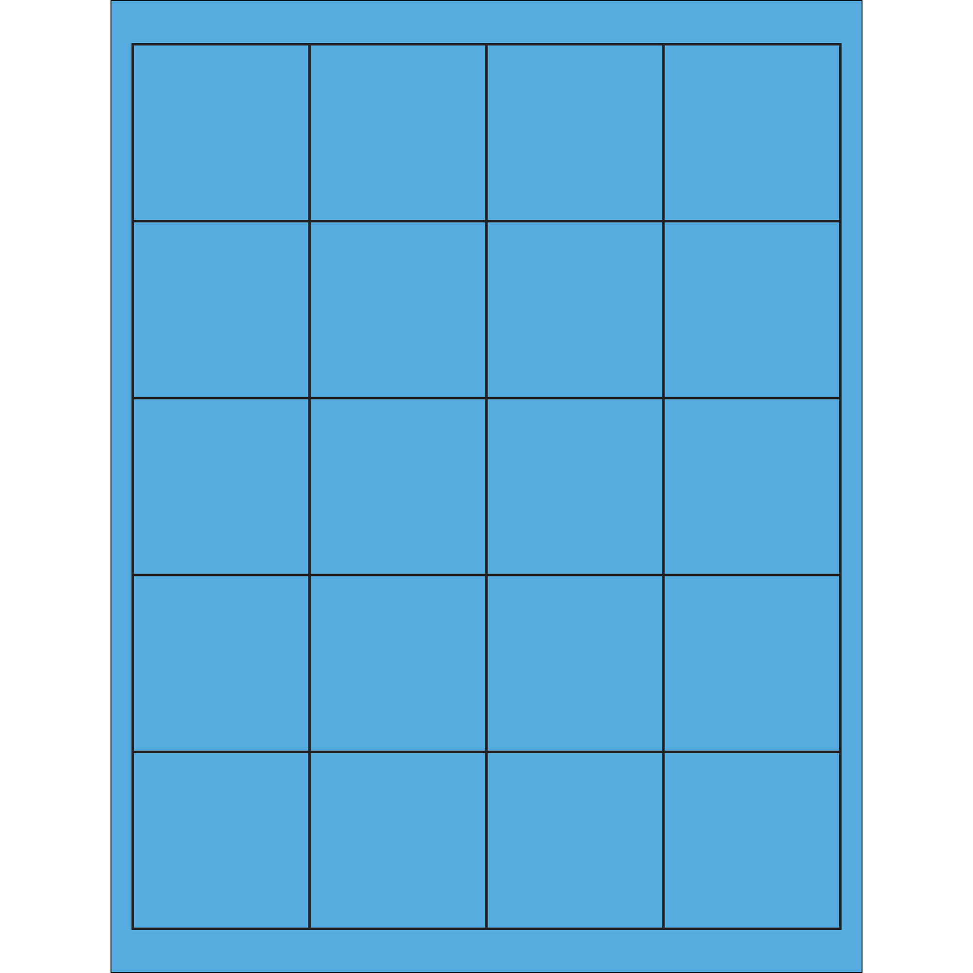2 x 2" Fluorescent Blue Rectangle Laser Labels 100 SHEETS