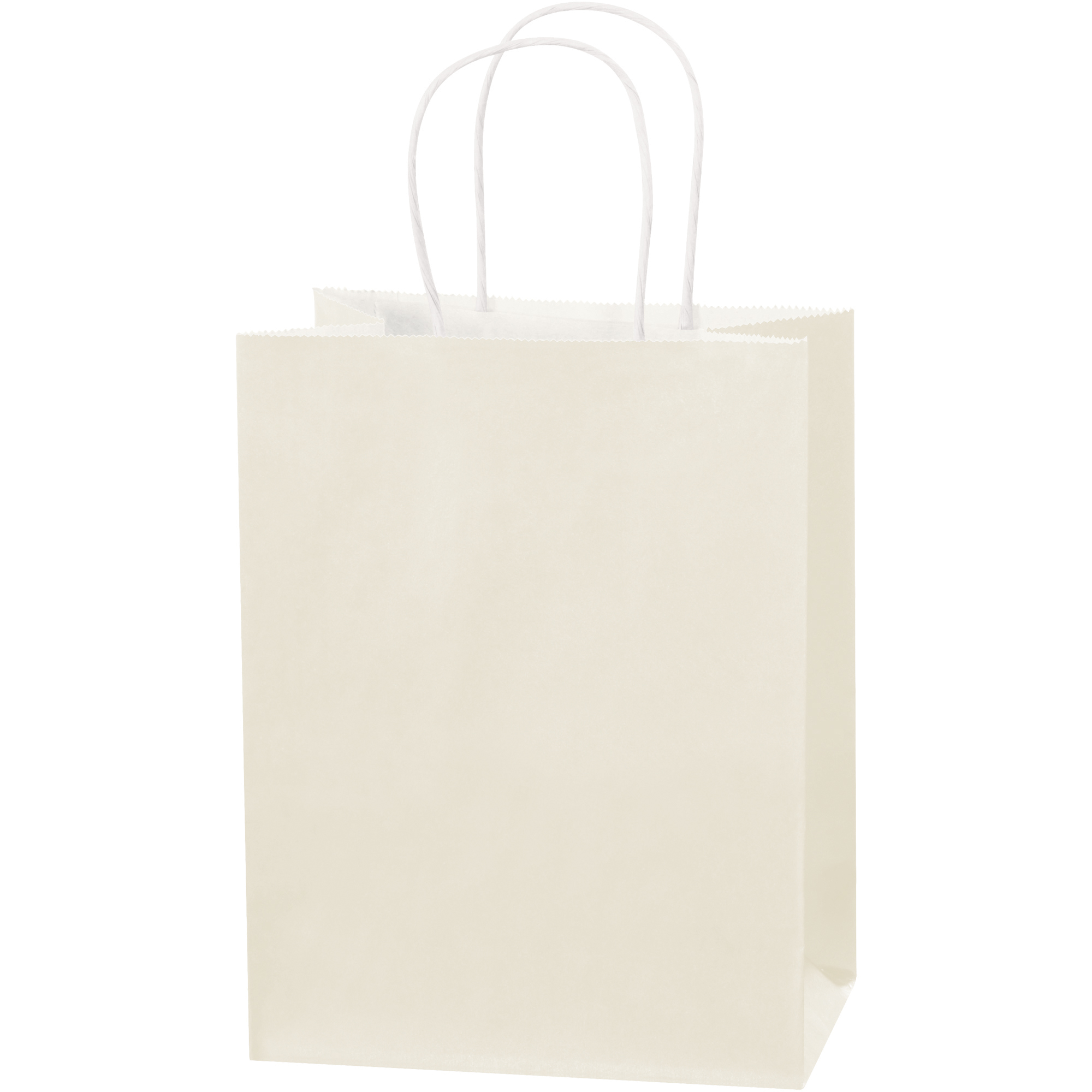 Tinted Paper Shopping Bags, 8" x 4 1/2" x 10 1/4", French Vanilla, 250/Case
