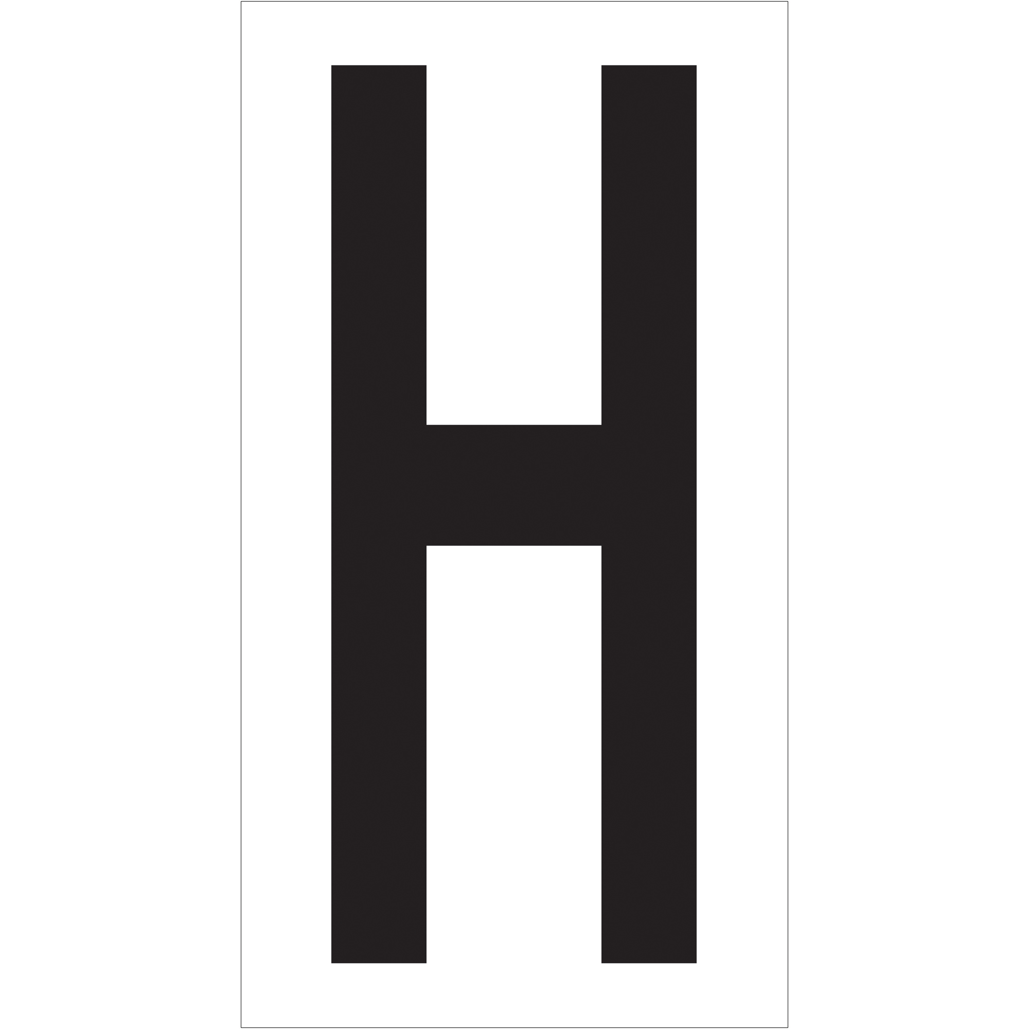 Vinyl Warehouse Letter Labels, "H", 3 1/2", Black/White, 50/Case