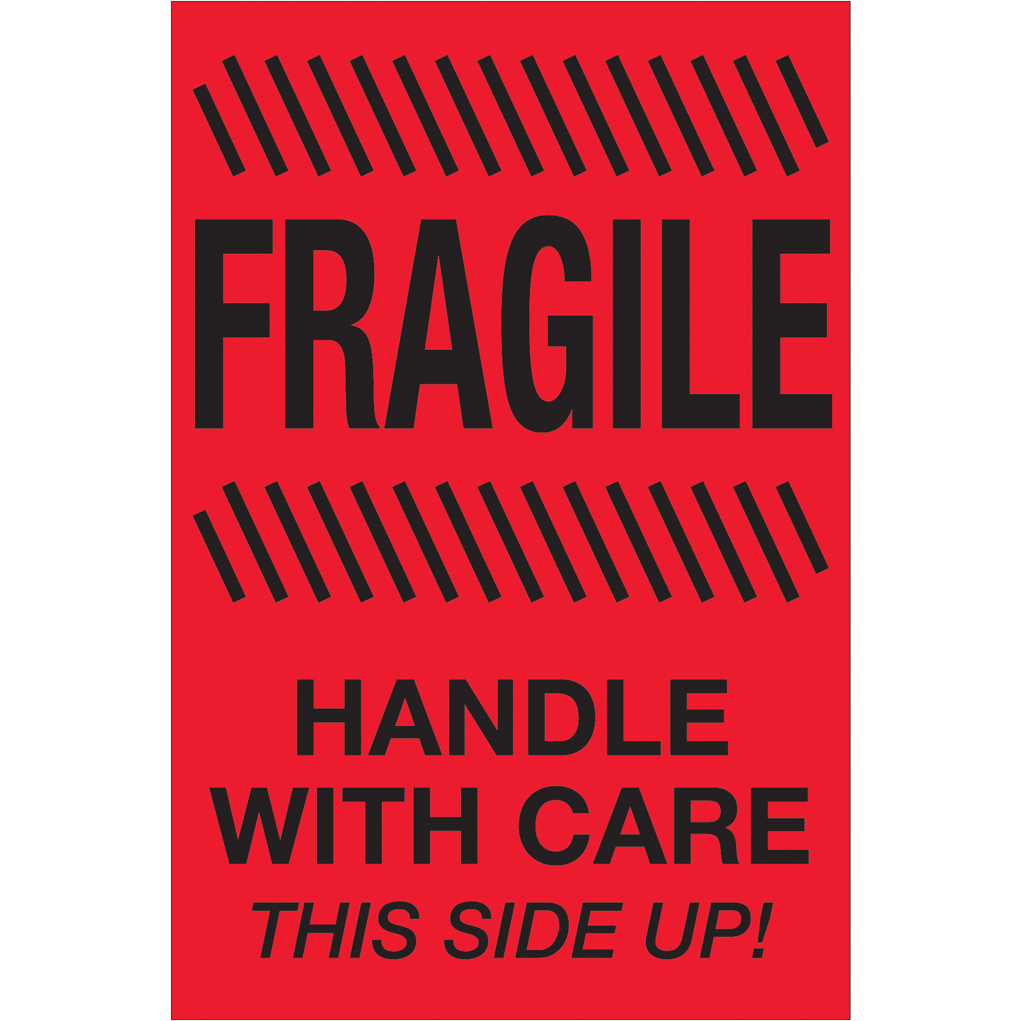 Tape Logic® Labels, "Fragile - Handle With Care - This Side Up", 4" x 6", Fluorescent Red, 500/Roll