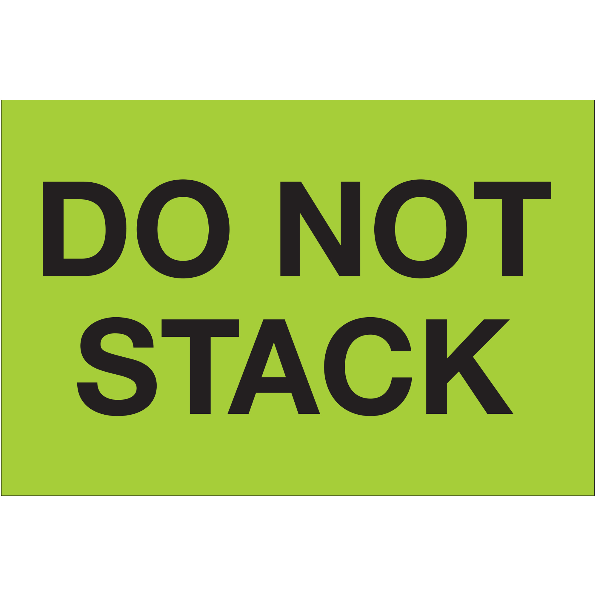Tape Logic® Labels, "Do Not Stack", 2 x 3", Fluorescent Green, 500/Roll