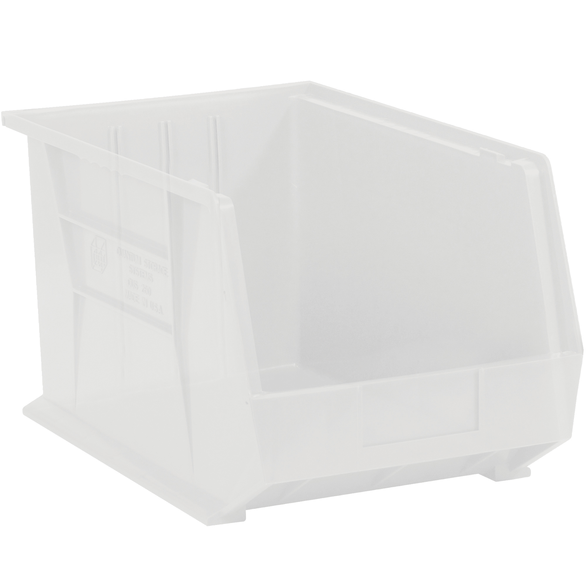 Plastic Stack & Hang Bin Boxes, 18" x 11" x 10", Clear, 4/Case