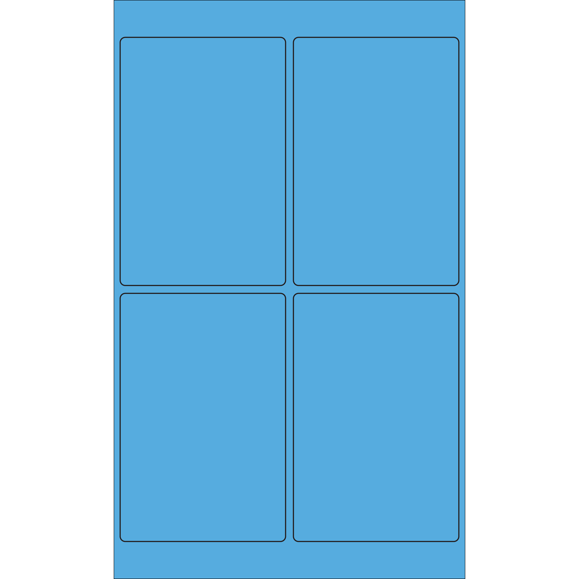 4 x 6" Fluorescent Blue Rectangle Laser Labels 100 SHEETS