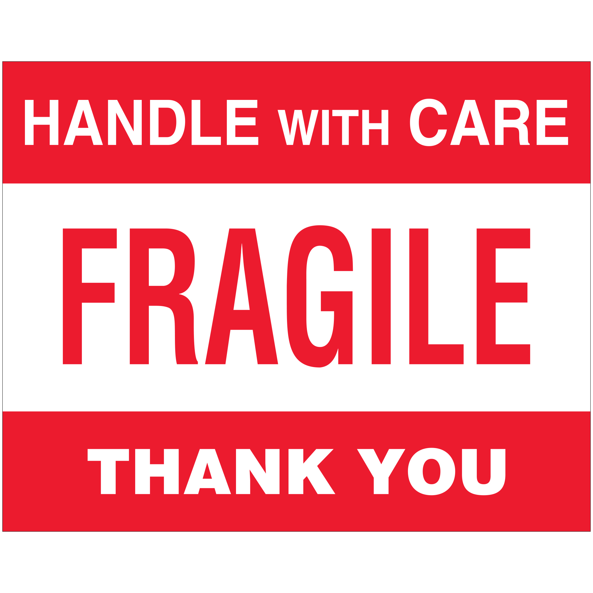 Tape Logic® Labels, "Fragile Handle With Care", 8 x 10", Red/White/Black, 250/Roll