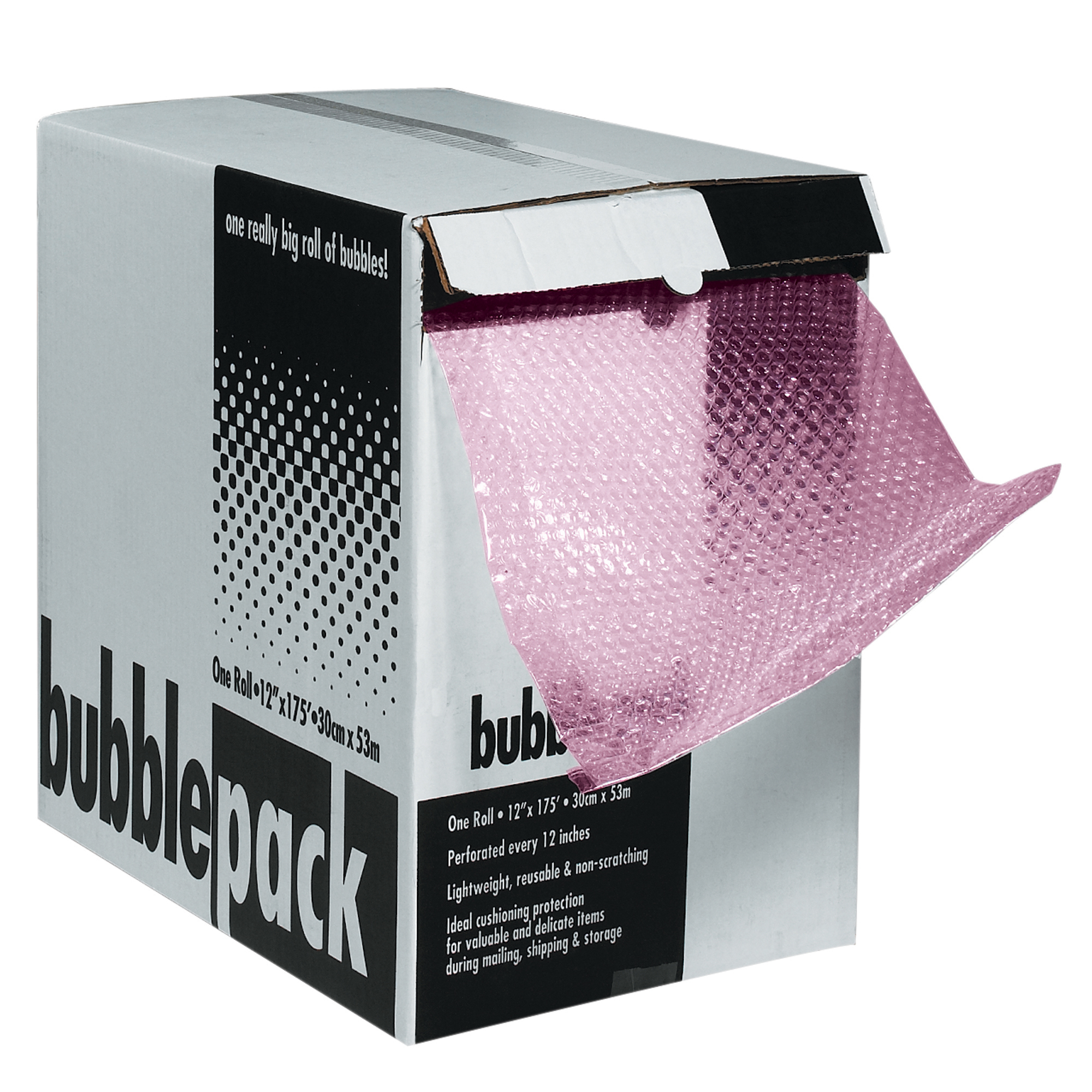 Anti-Static Bubble Dispenser Packs, 3/16" x 12" x 175', Pink, 1/Each