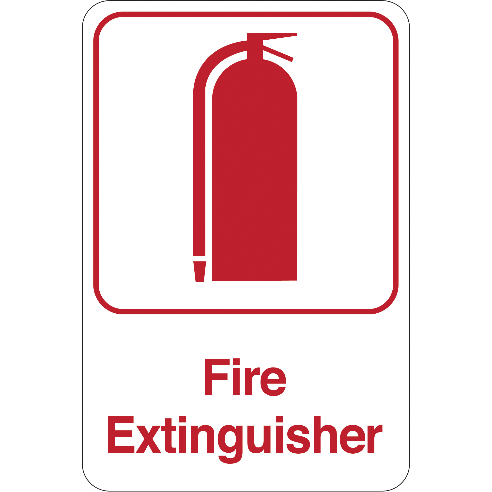 "Fire Extinguisher" Facility Sign, 9" x 6", Red/White, 1/Each