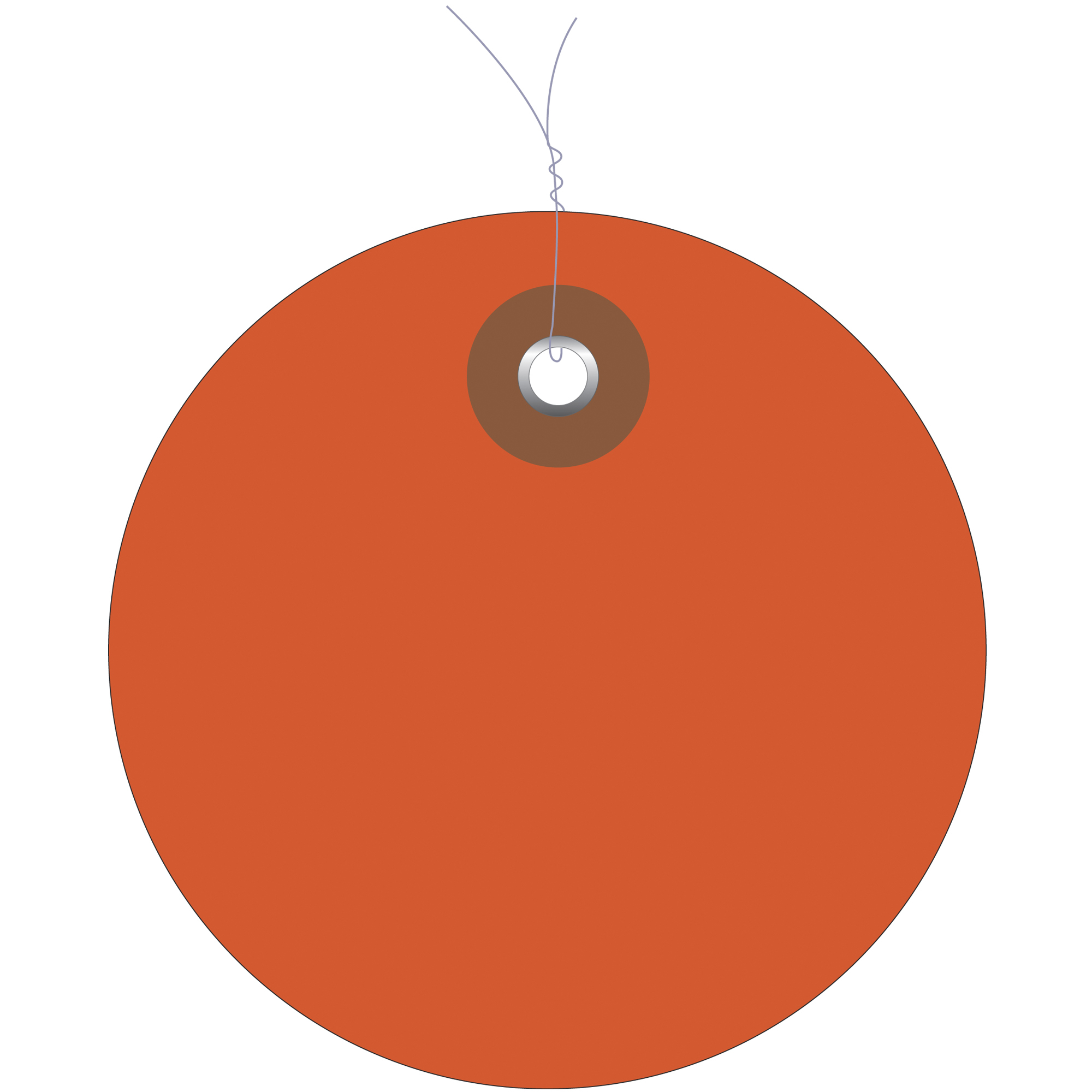 Plastic Circle Tags, Pre-Wired, 3", Orange, 100/Each