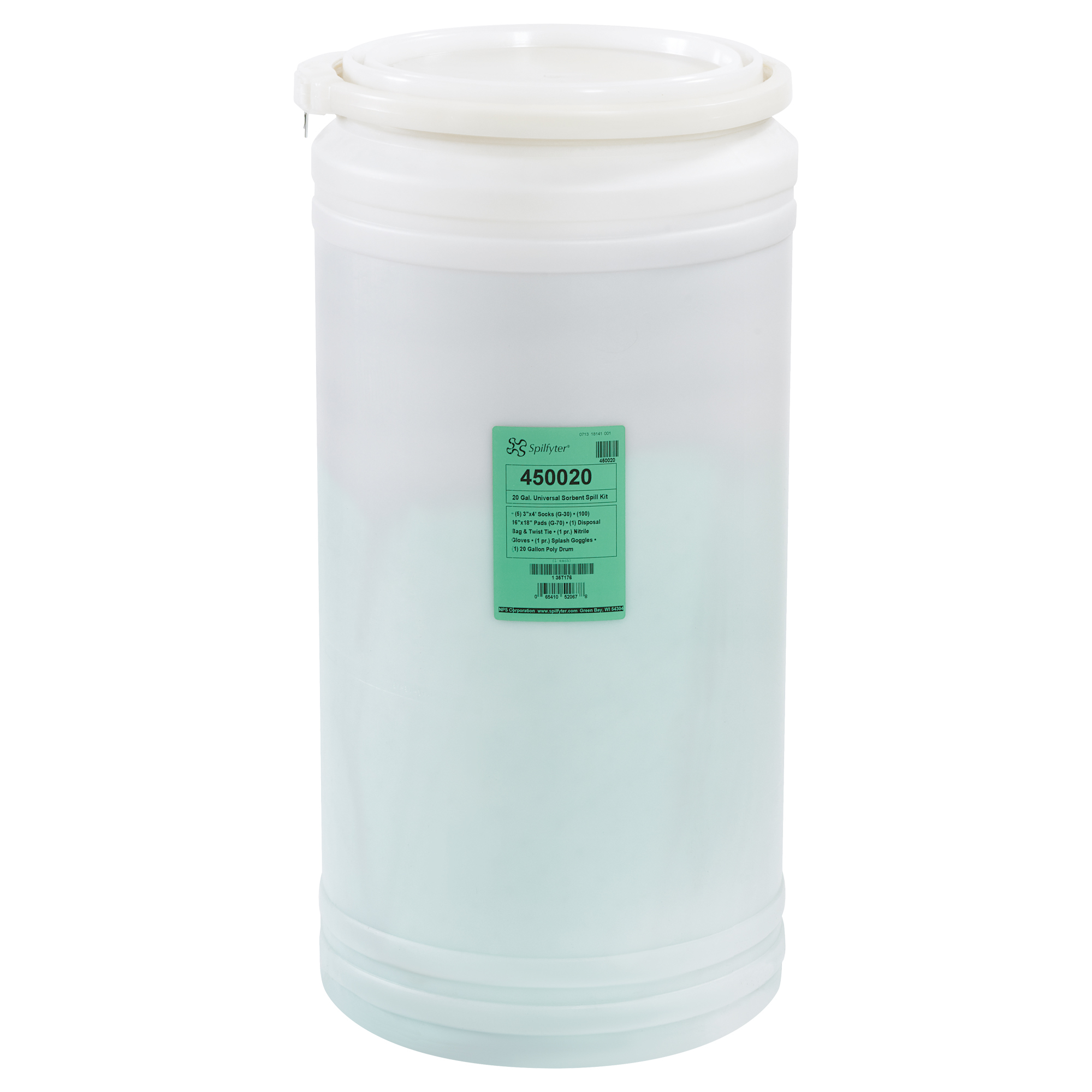 Spill Kit in Poly Drum, 20 Gallon, 1/Case