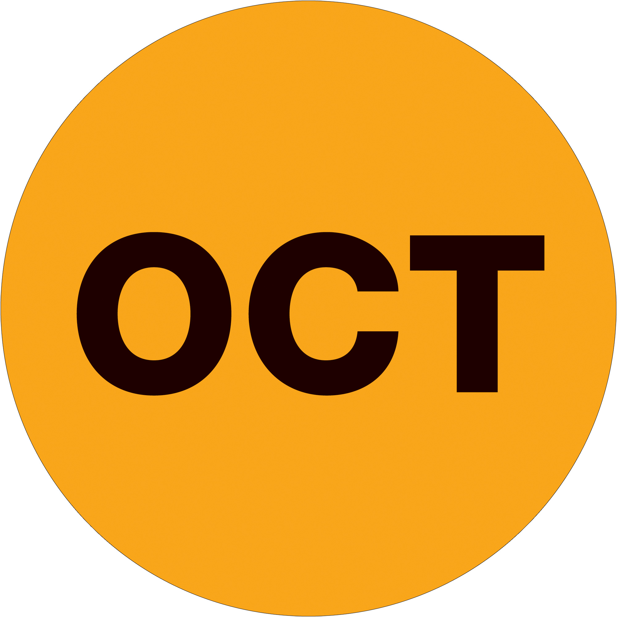 Tape Logic® Months of the Year Labels, "OCT", 2" Circle, Fluorescent Orange, 500/Roll