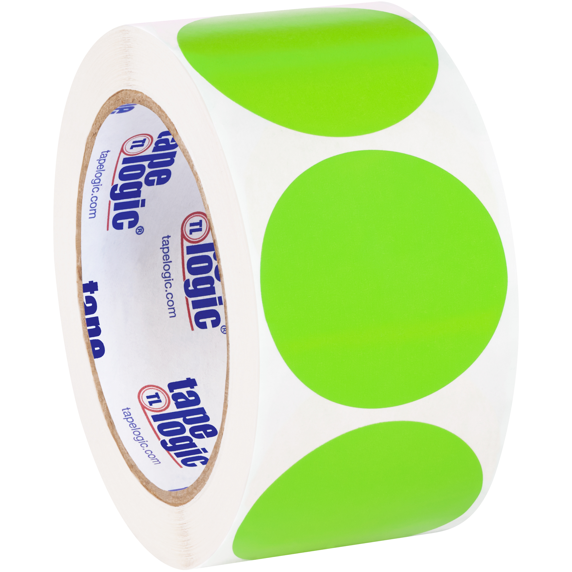 Tape Logic® Removable Labels, 2" Circle, Fluorescent Green, 500 /Roll