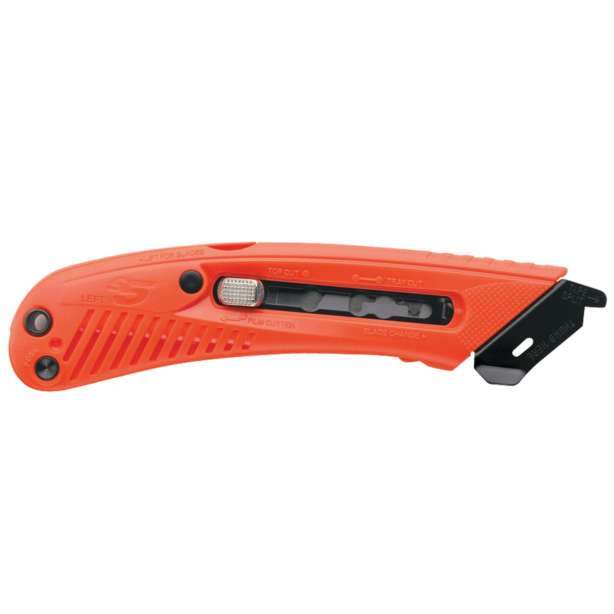 S5™ Safety Cutter Utility Knife, Left Handed, Orange, 12/Case