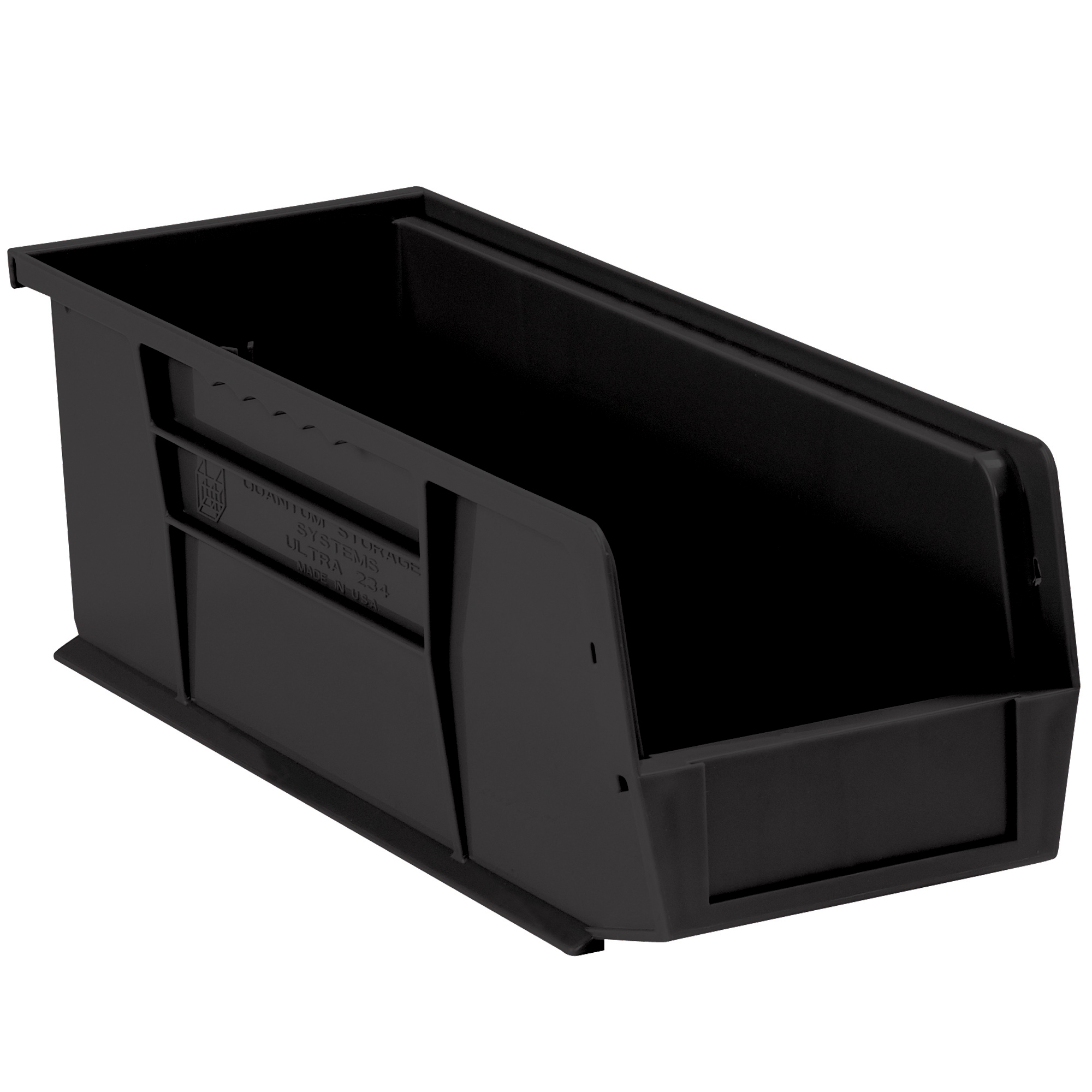 Plastic Stack & Hang Bin Boxes, 10 7/8" x 4 1/8" x 4", Black, 12/Case