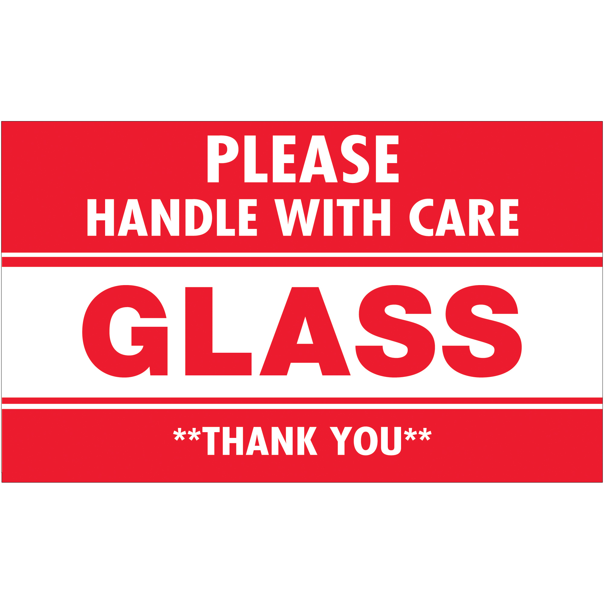 Tape Logic® Labels, "Glass - Please Handle With Care", 3" x 5", Red/White, 500/Roll