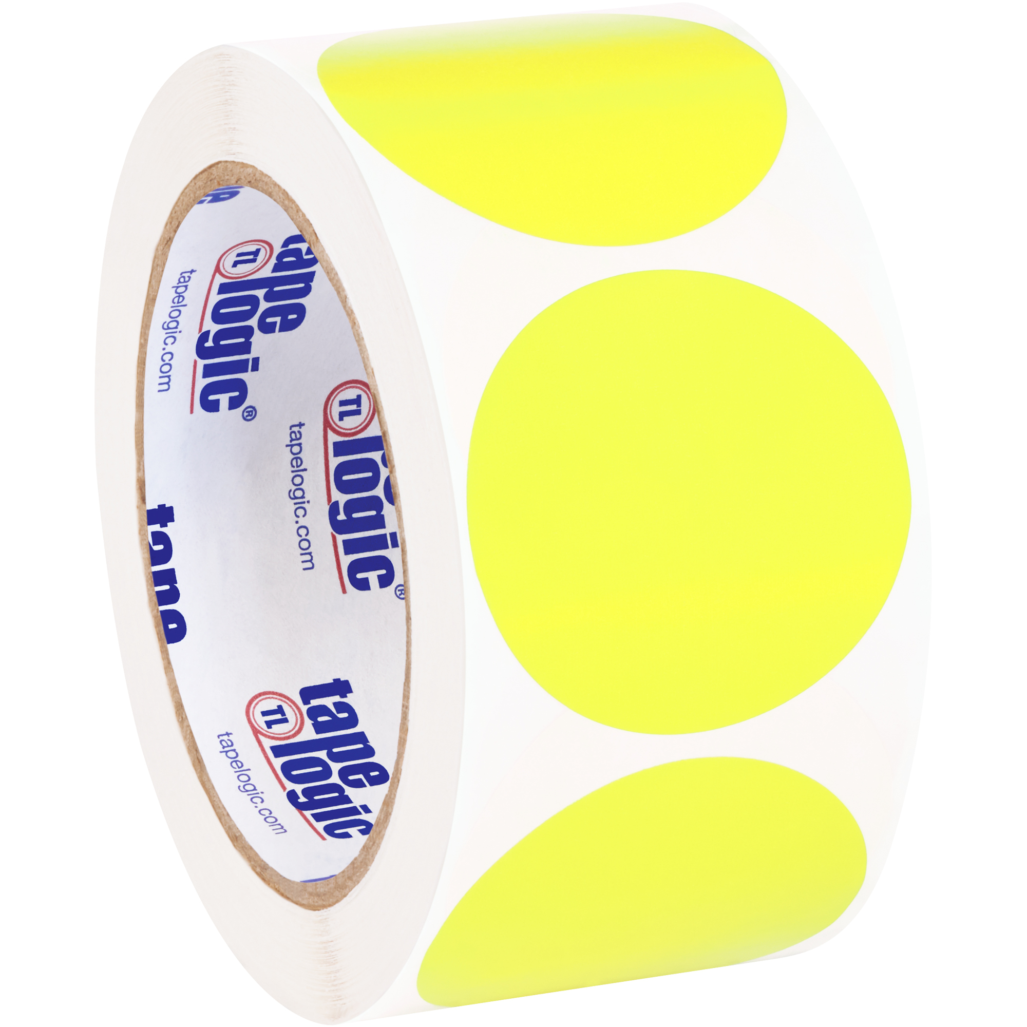 Tape Logic® Removable Labels, 2" Circle, Fluorescent Yellow, 500 /Roll