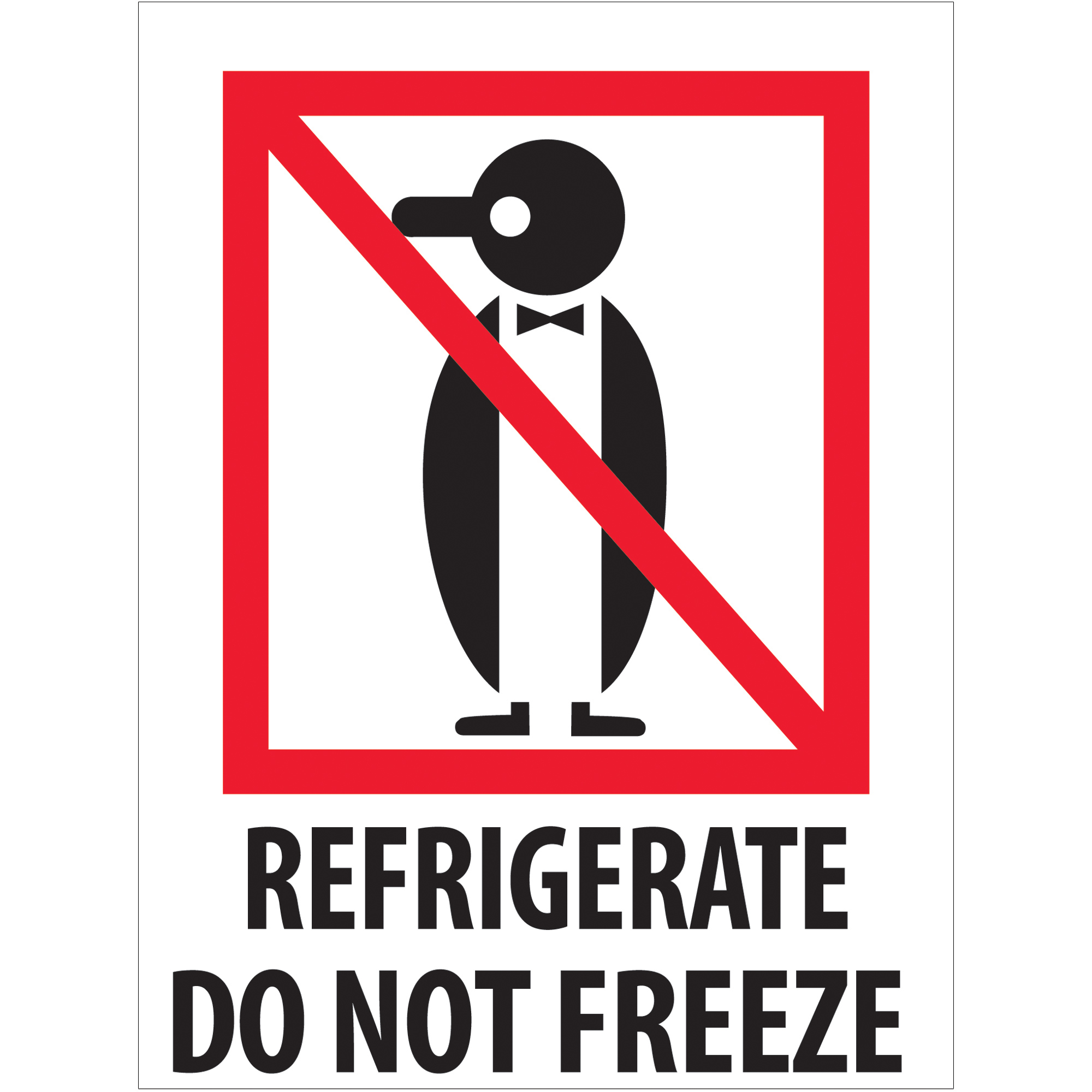 Tape Logic® Labels, "Refrigerate - Do Not Freeze", 3" x 4", Red/White/Black, 500/Roll