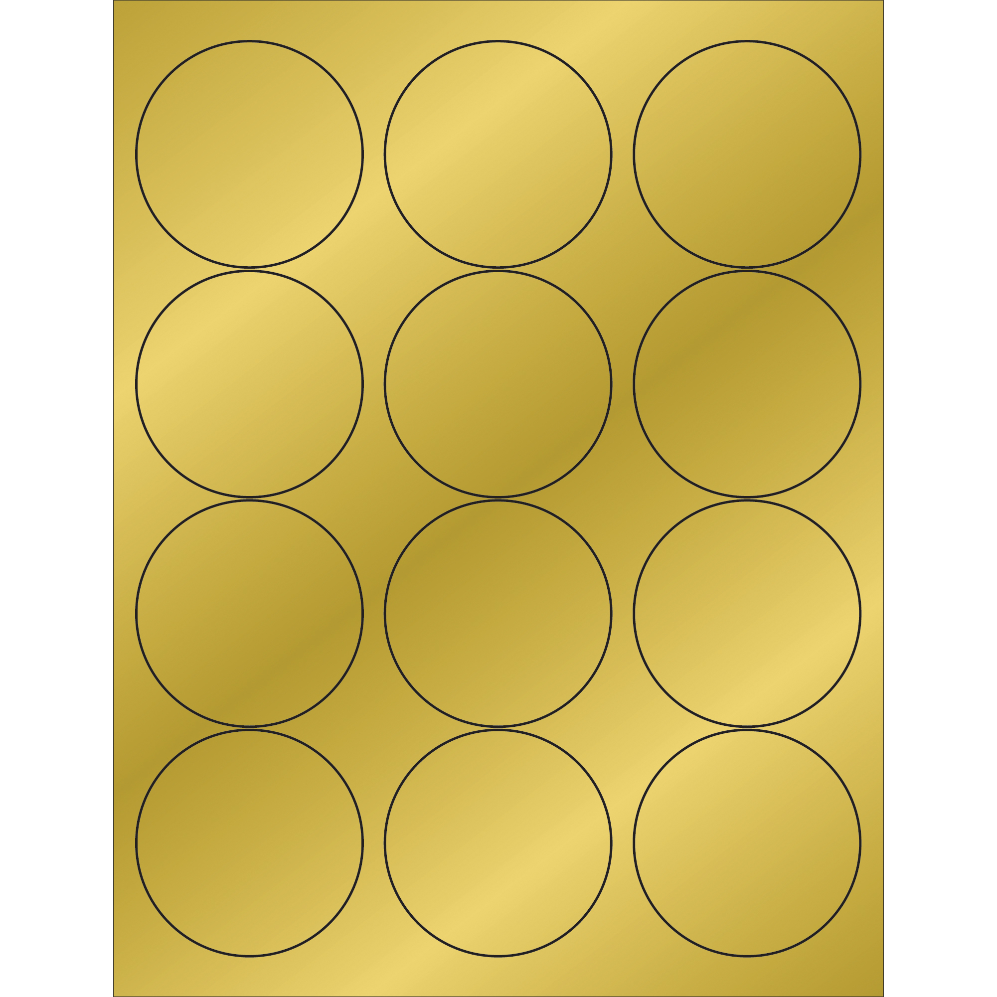 Tape Logic® Foil Circle Laser Labels, 2 1/2", Gold, 1200/Case