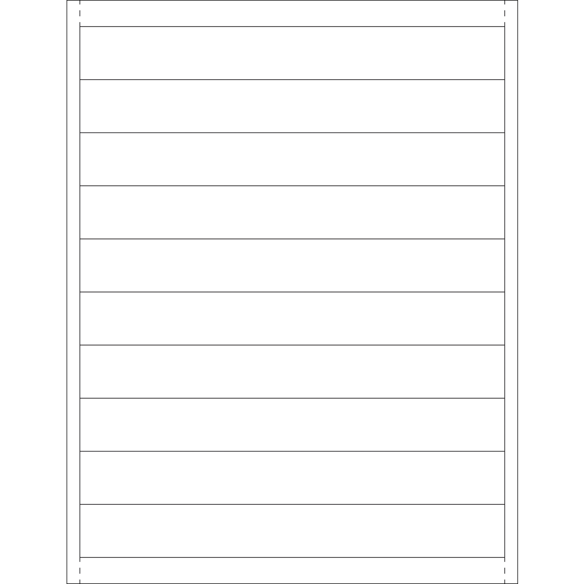 Plastic Label Holder Insert Cards, 1" x 8", White, 500/Case