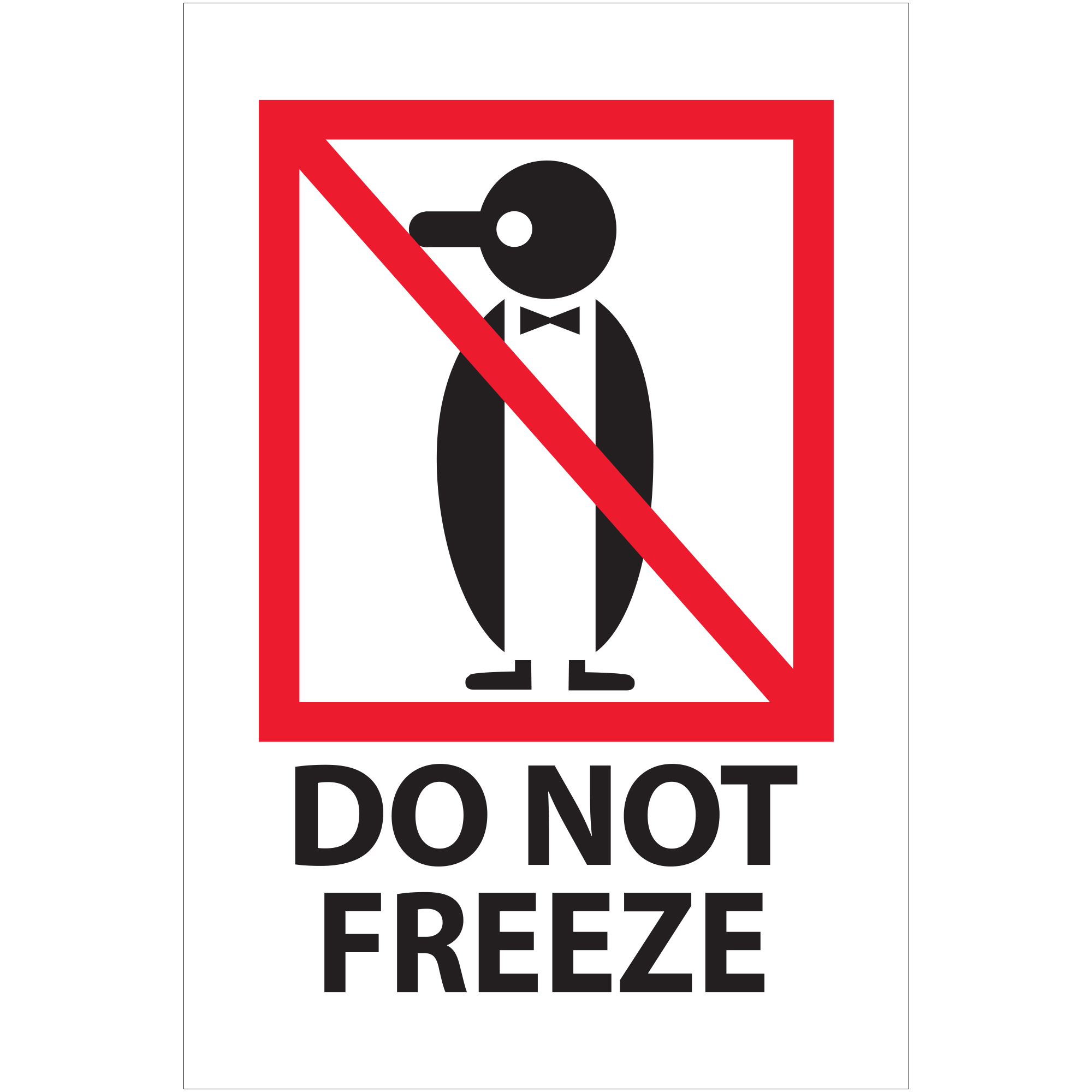 Tape Logic® Labels, "Do Not Freeze", 4 x 6", Red/White/Black, 500/Roll