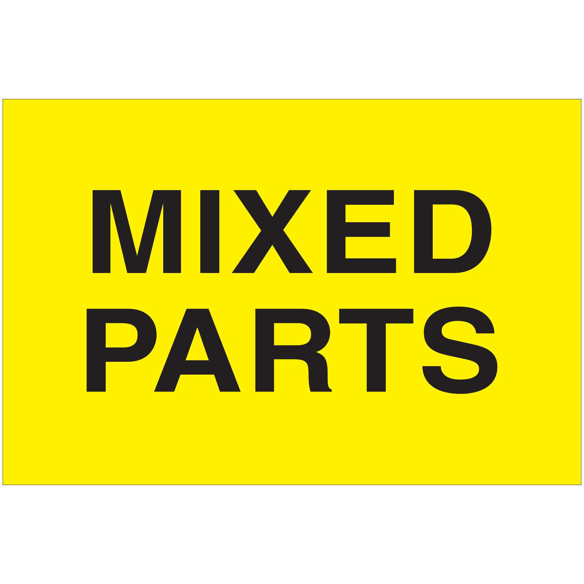 Tape Logic® Labels, "Mixed Parts", 2 x 3", Fluorescent Yellow, 500/Roll