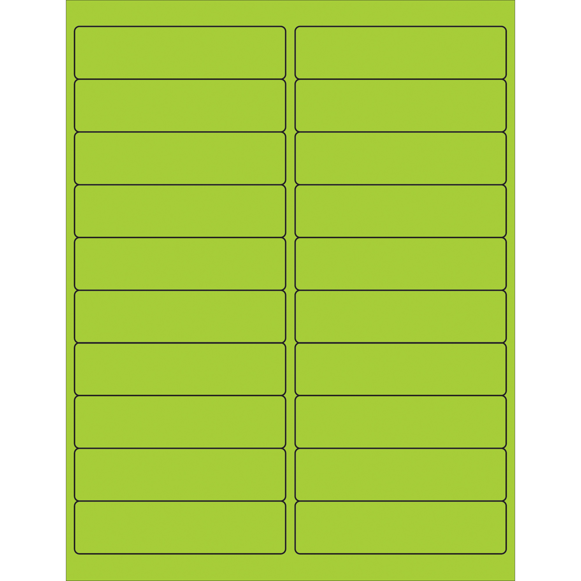 Tape Logic® Rectangle Laser Labels, 4" x 1", Fluorescent Green, 2000/Case