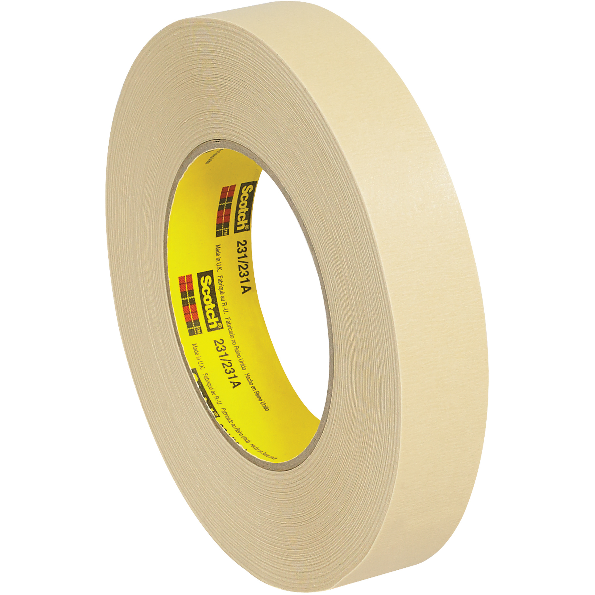 3M™ 231 Masking Tape, 7.6 Mil, 1" x 60 yds., Tan, 12/Case