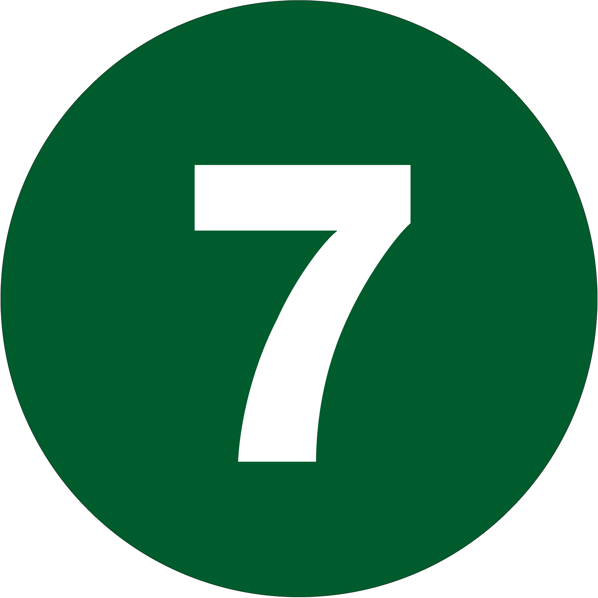 Tape Logic® Number Labels, "7", 2" Circle, Dark Green, 500/Roll
