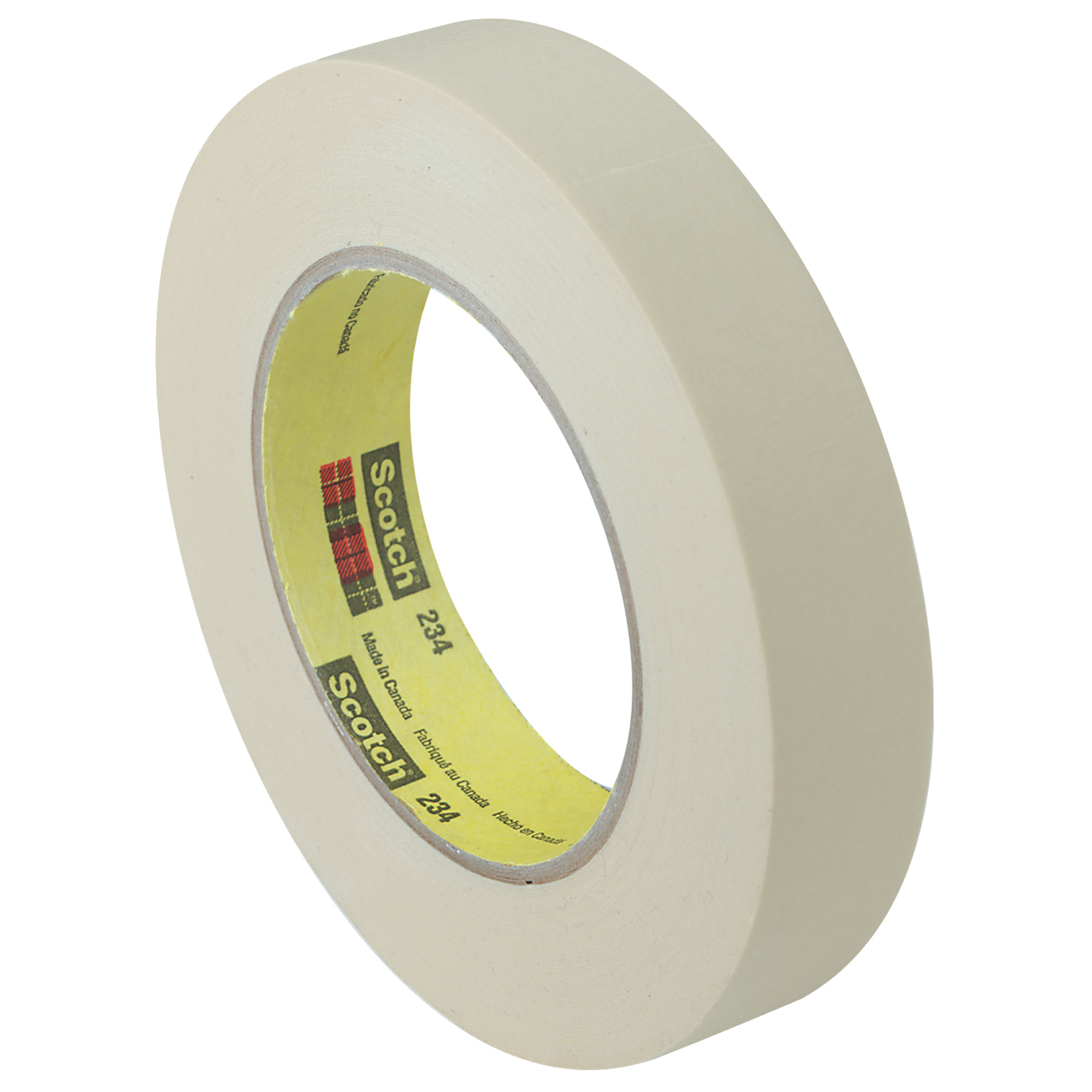 3M™ 234 Masking Tape, 5.9 Mil, 1/2" x 60 yds., Tan, 72/Case