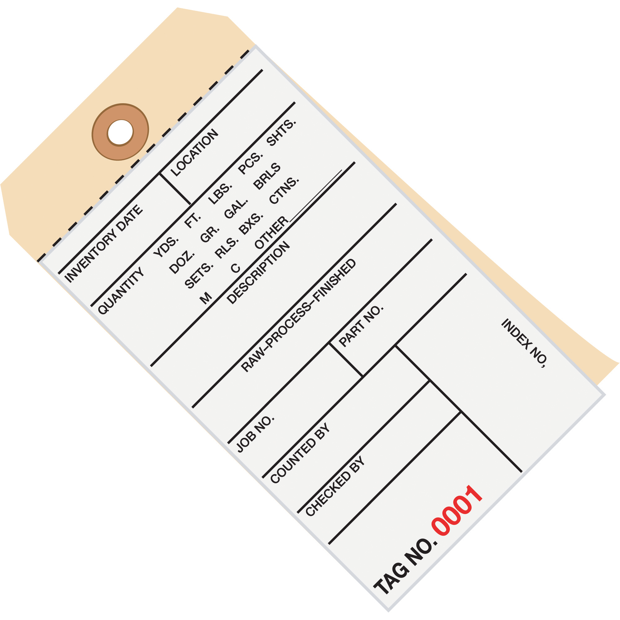 Inventory Tags, 2 Part Carbonless # 8, (8000-8499), 6 1/4" x 3 1/8", White/Manila, 500/Case