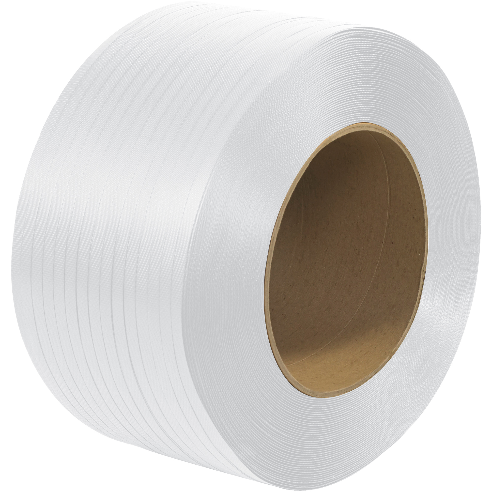 Polypropylene Strapping, Machine Grade, Embossed, 9" x 8" Core, 1/2" x 7200', White, 1/Coil