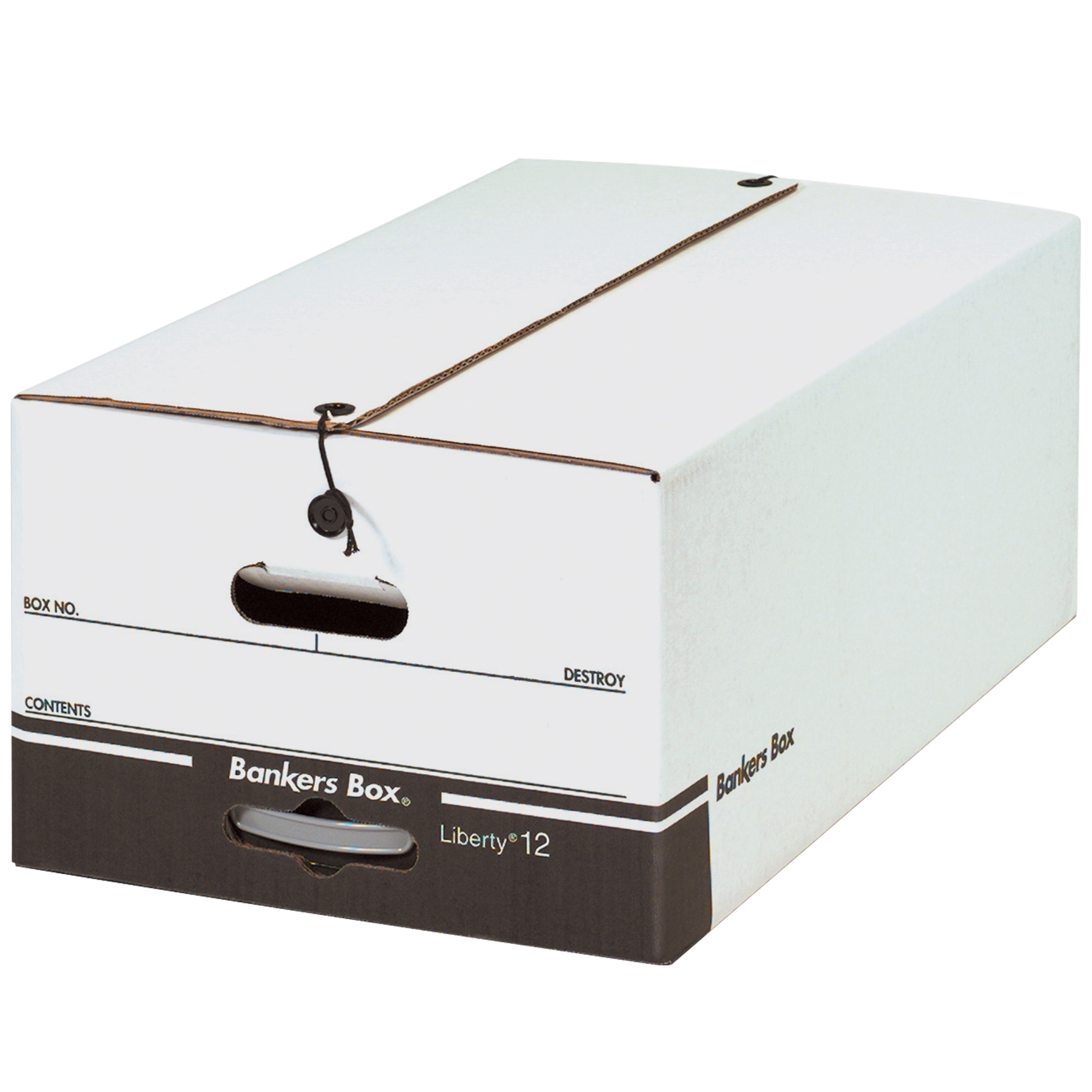 File Storage Boxes, 24" x 15" x 10 1/2", String and Button, White, 12/Case