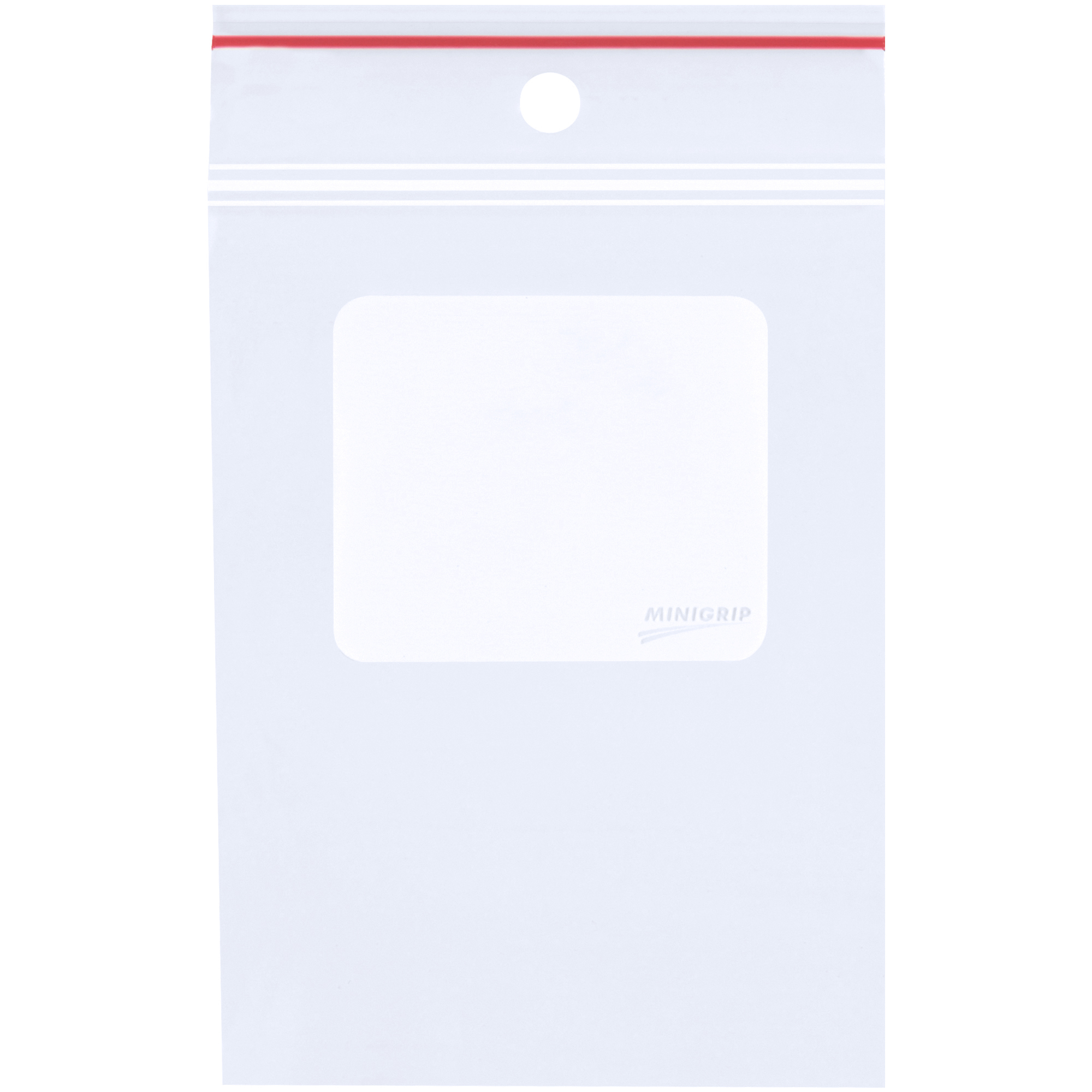 Minigrip® White Block 4 Mil Reclosable Poly Bags w/Hang Holes, 5" x 8", Clear, 1000/Case