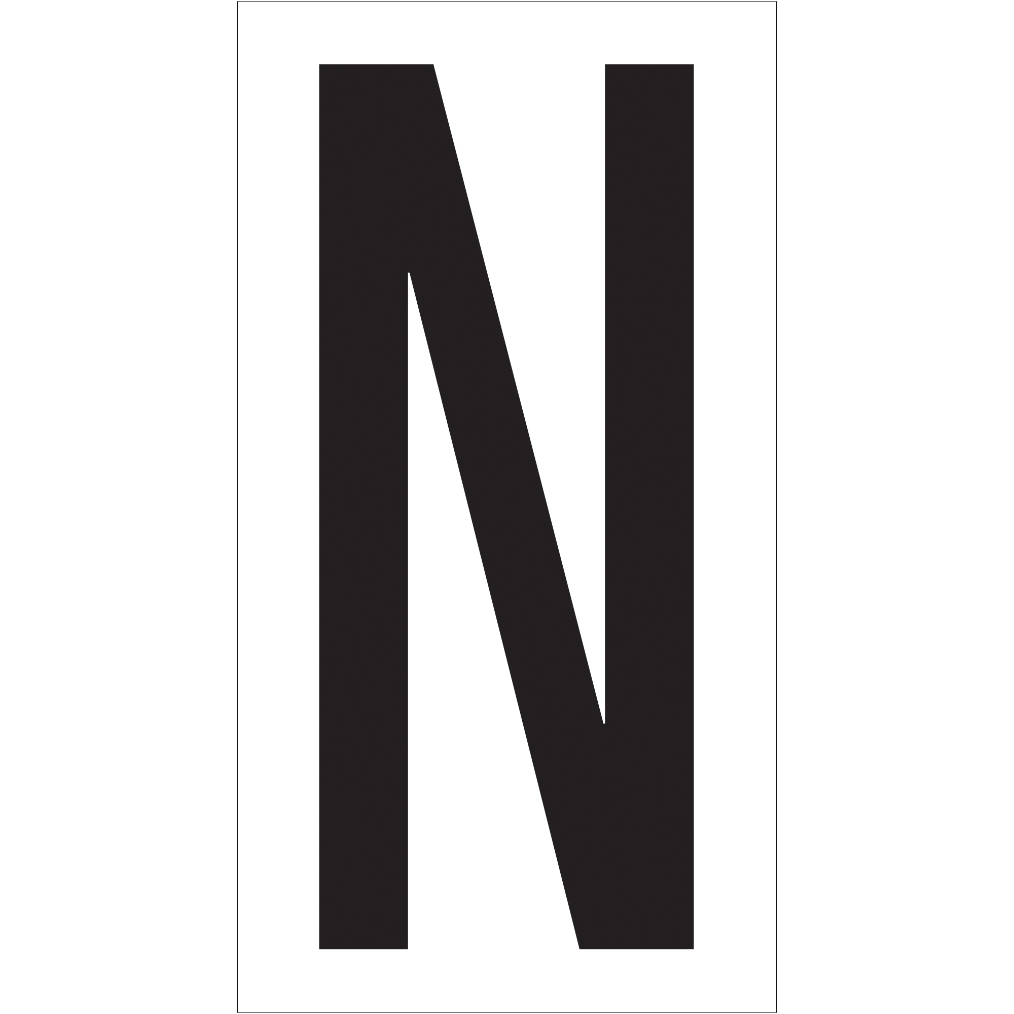 Vinyl Warehouse Letter Labels, "N", 3 1/2", Black/White, 50/Case