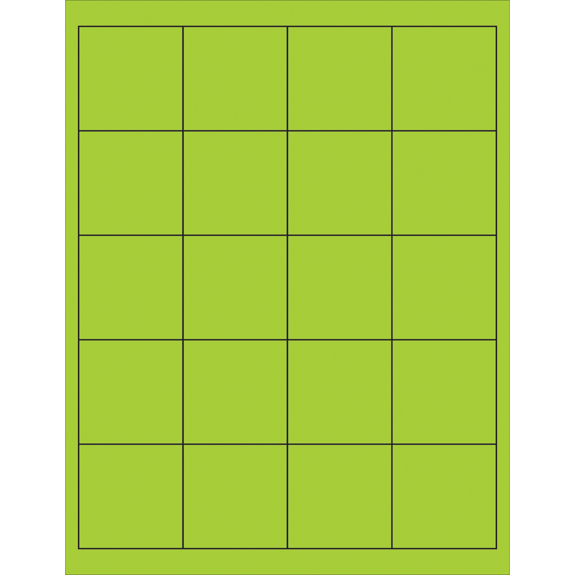 Tape Logic® Rectangle Laser Labels, 2" x 2", Fluorescent Green, 2000/Case