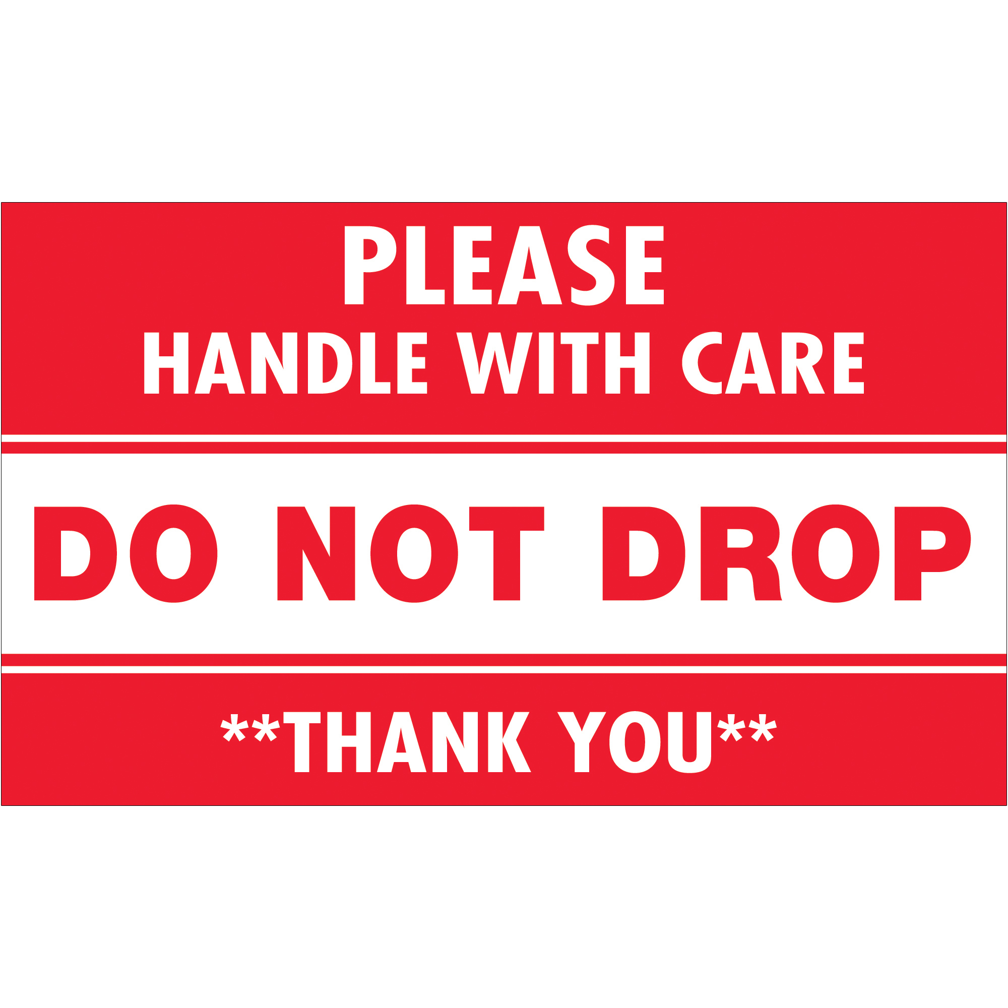 Tape Logic® Labels, "Do Not Drop - Please Handle With Care", 3" x 5", Red/White, 500/Roll