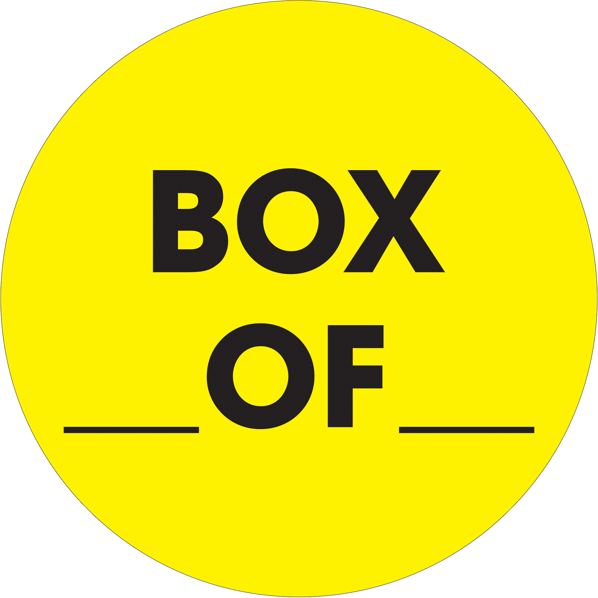 Tape Logic® Labels, "Box ___ Of ___", 2" Circle, Fluorescent Yellow, 500/Roll