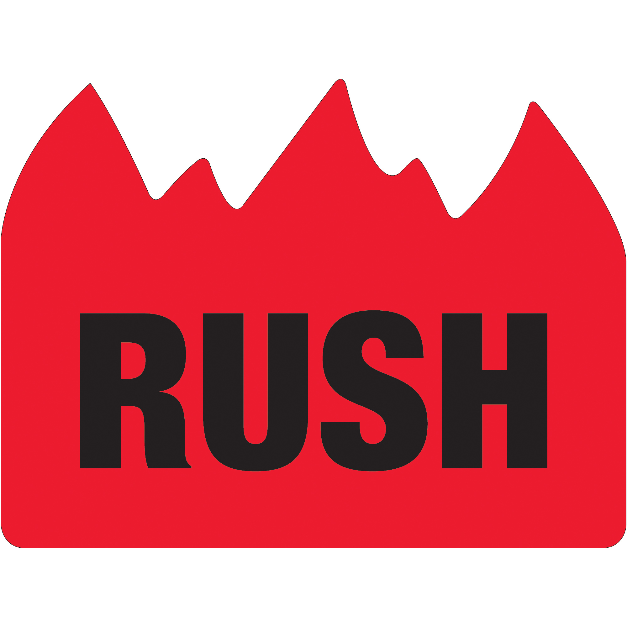 Tape Logic® Flame Labels, "Rush" (Bill of Lading), 1 1/2" x 2", Red/Black, 500/Roll