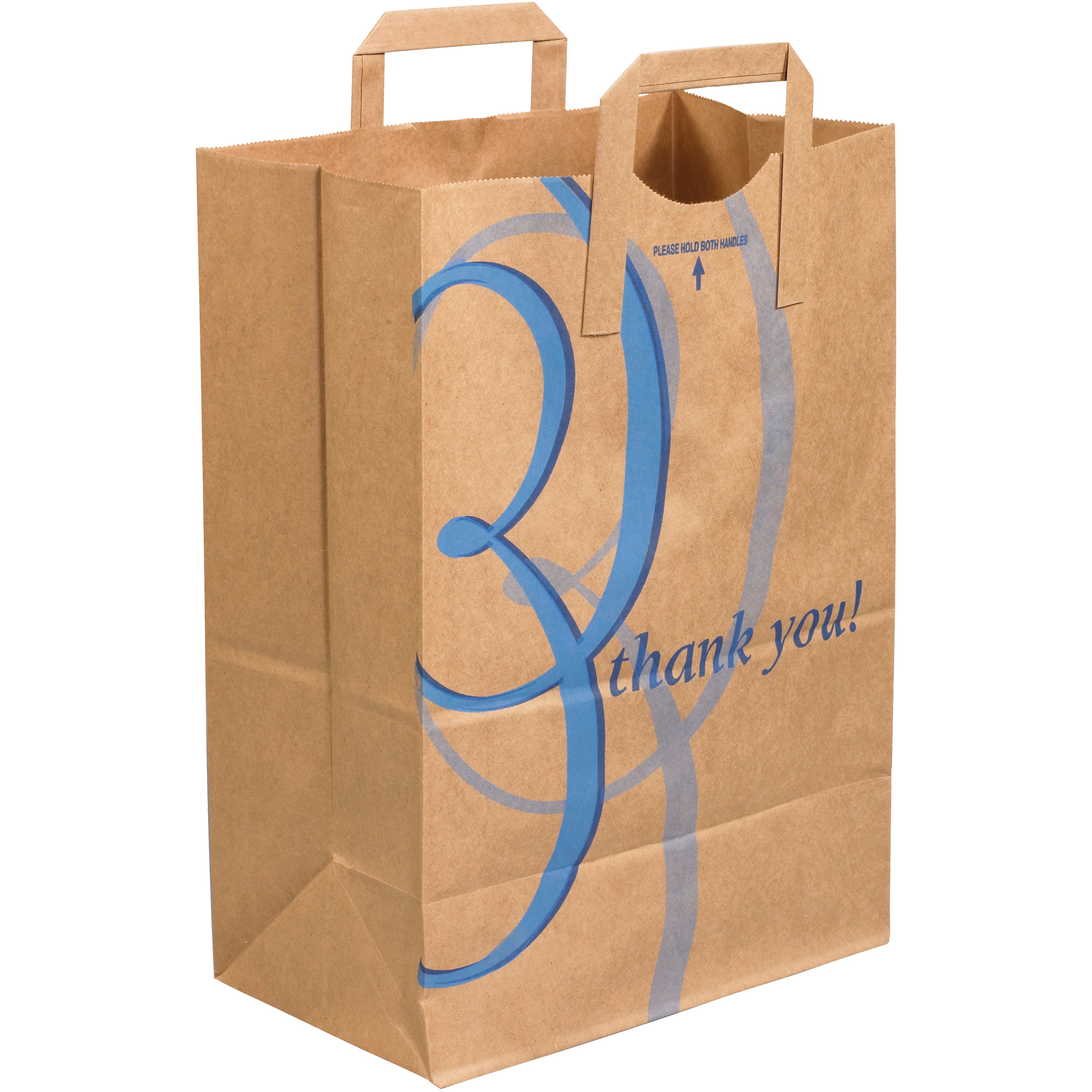 Flat Handle Grocery Bags, 12" x 7" x 17", Kraft, 300/Case