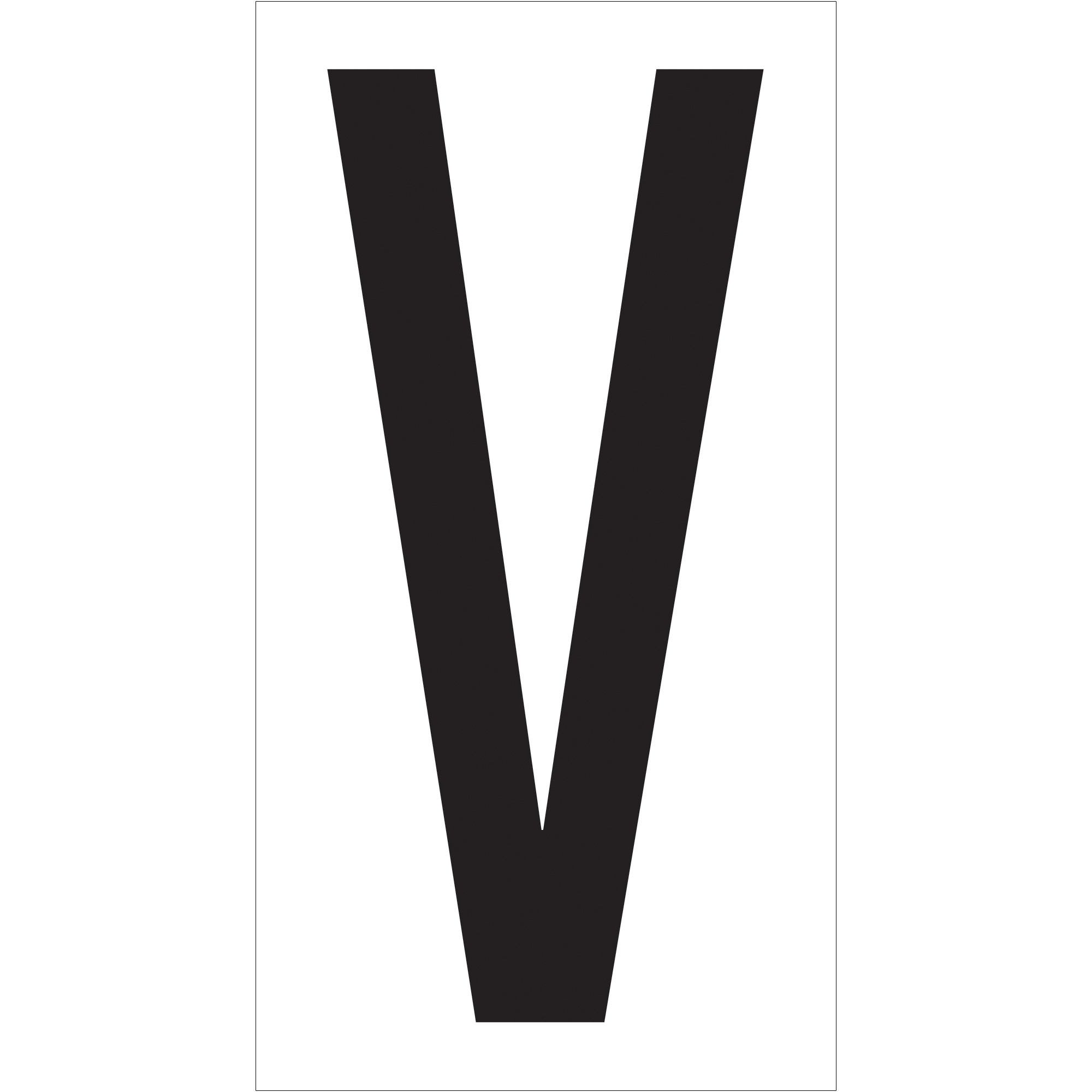 Vinyl Warehouse Letter Labels, "V", 3 1/2", Black/White, 50/Case