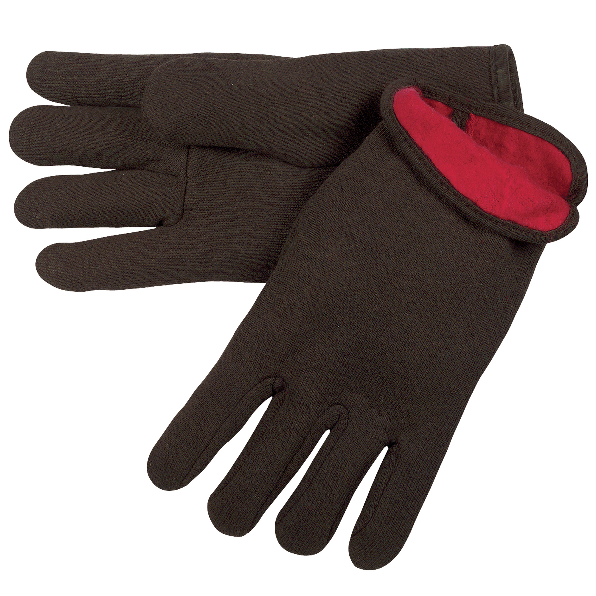 Lined Jersey Cotton Gloves, Large, Brown, 12 Pairs/Case