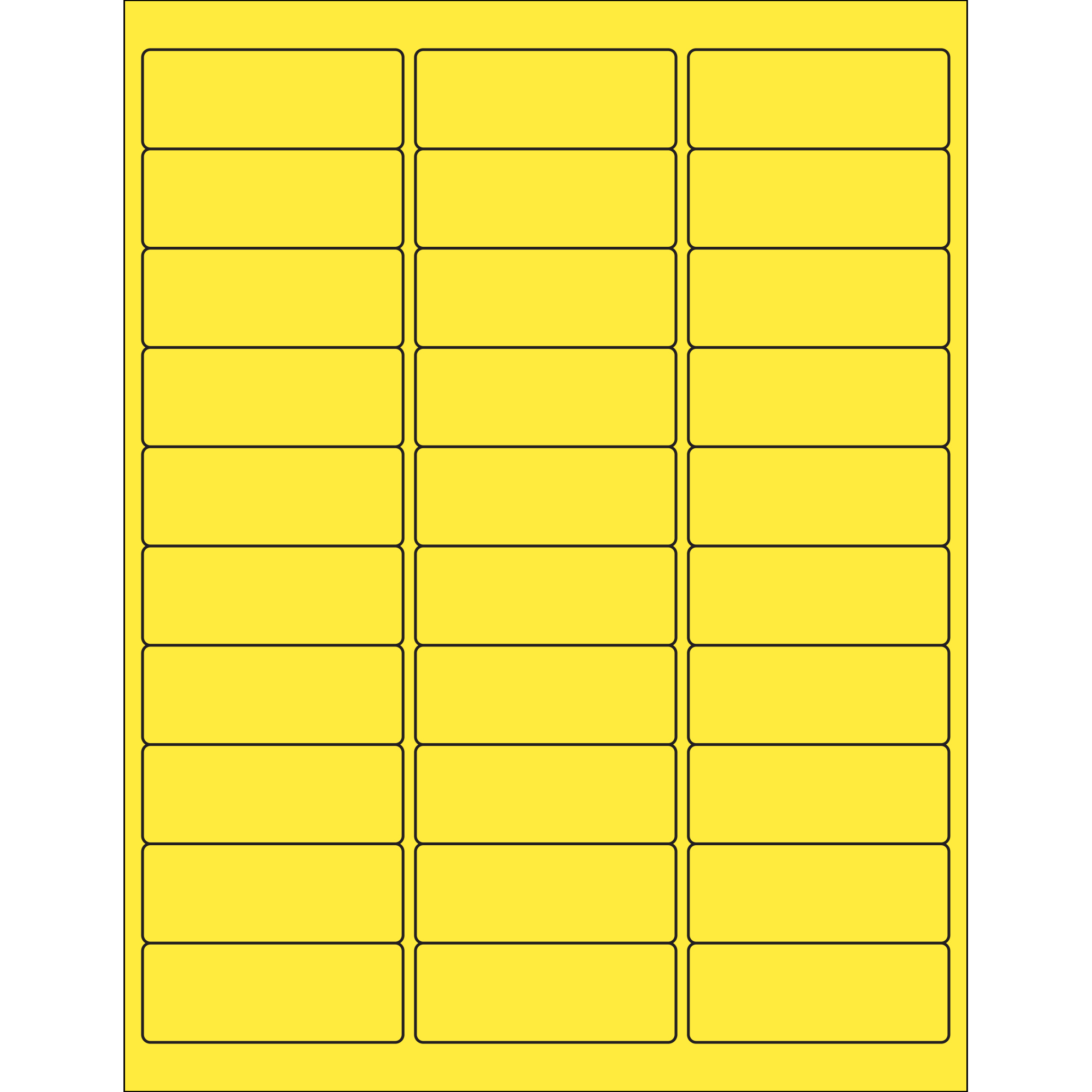 2 5/8 x 1" Yellow Rectangle Laser Labels 100 SHEETS