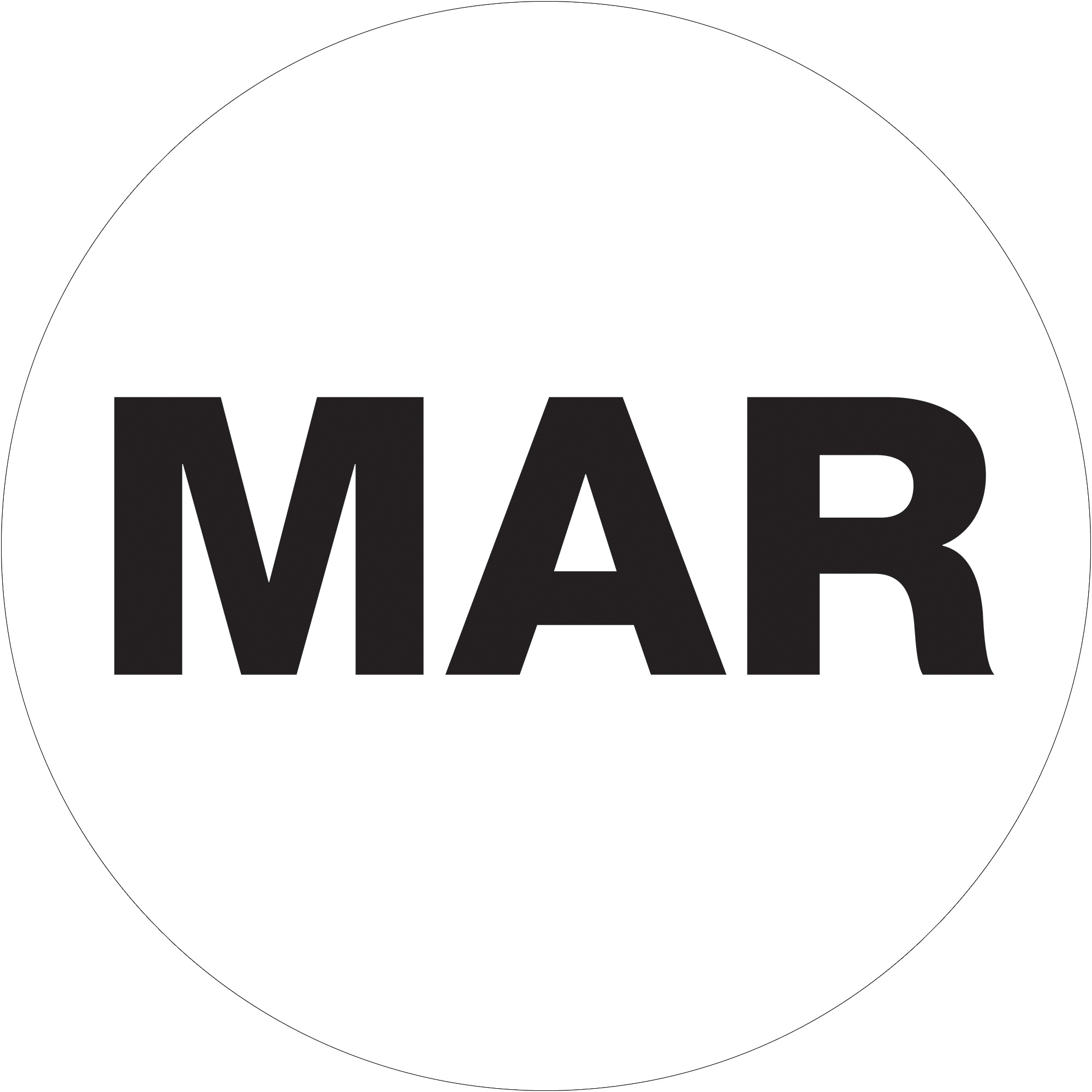 Tape Logic® Months of the Year Labels, "MAR", 1" Circle, White, 500/Roll