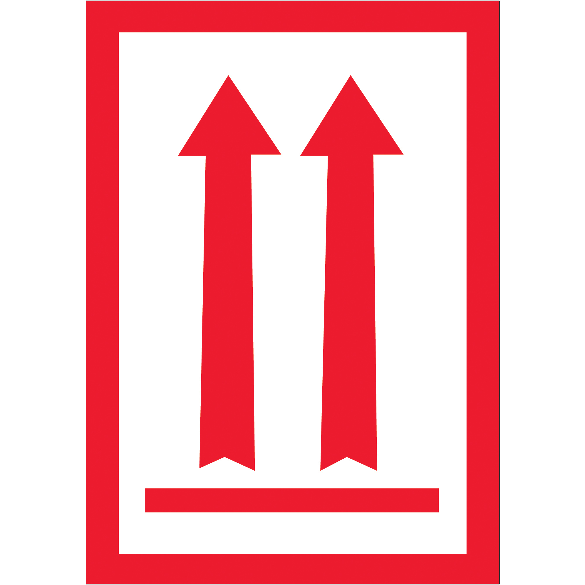 Tape Logic® Labels, (Two Red Arrows Over Red Bar), 3" x 5", Red/White, 500/Roll