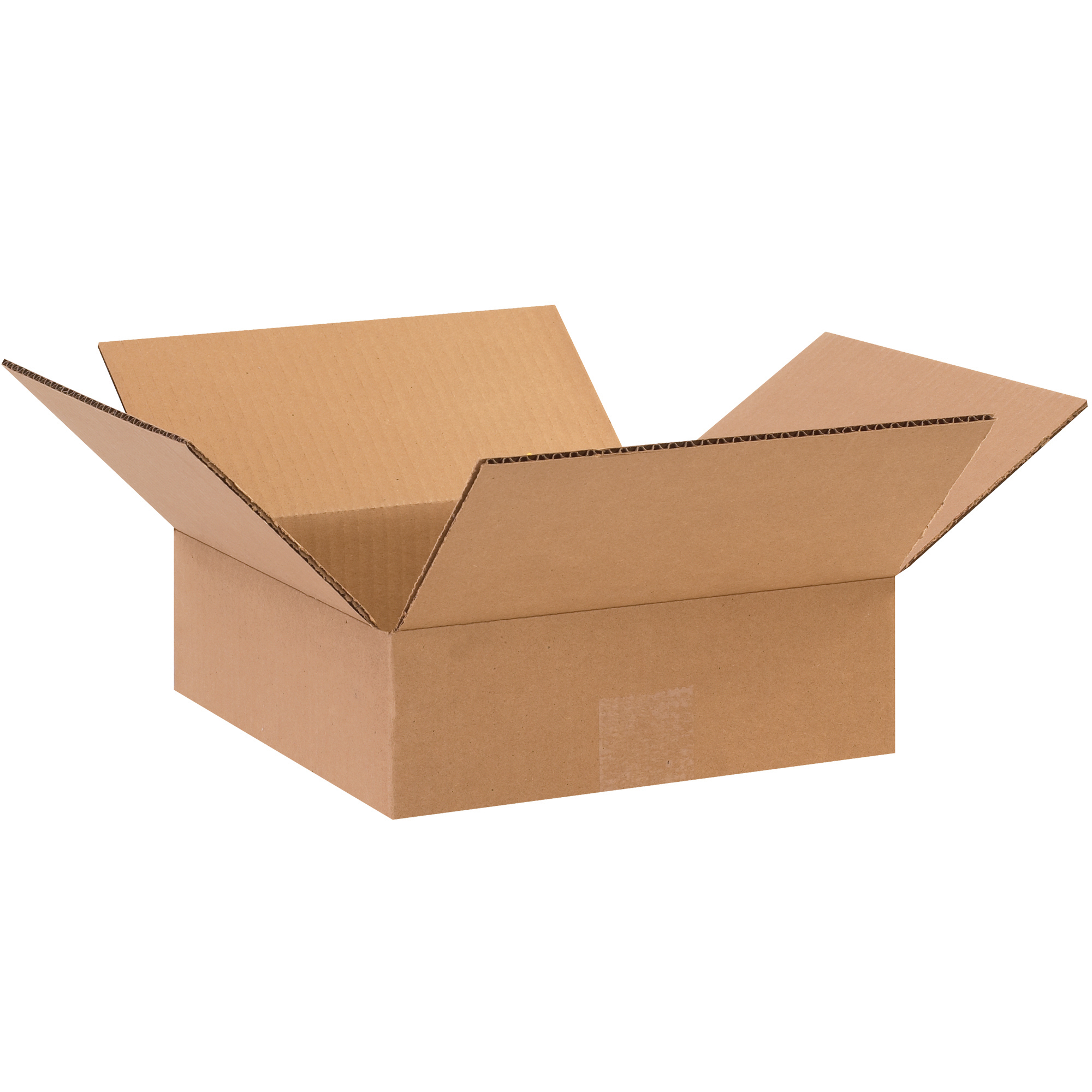 Flat Corrugated Boxes, 10" x 10" x 3", Kraft, 25/Bundle; 500/Skid